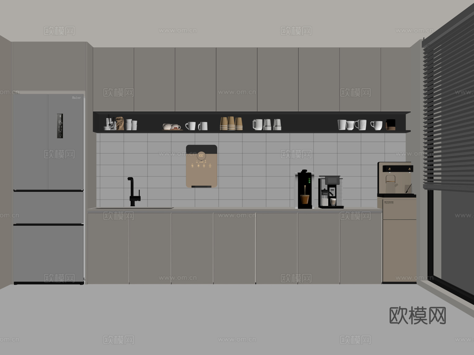 现代茶水间su模型
