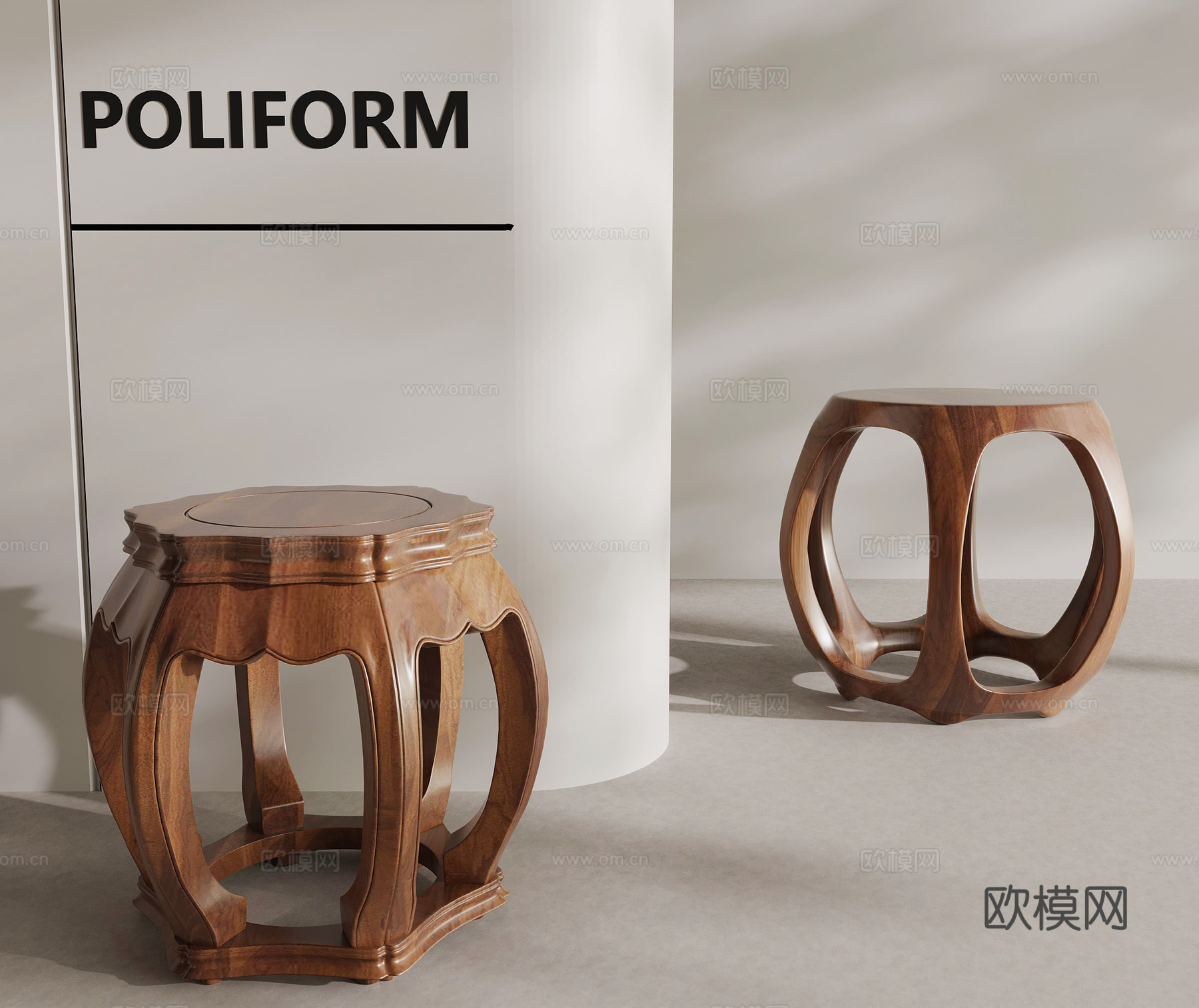 凳子 新中式凳子su模型下载（渲染图1）