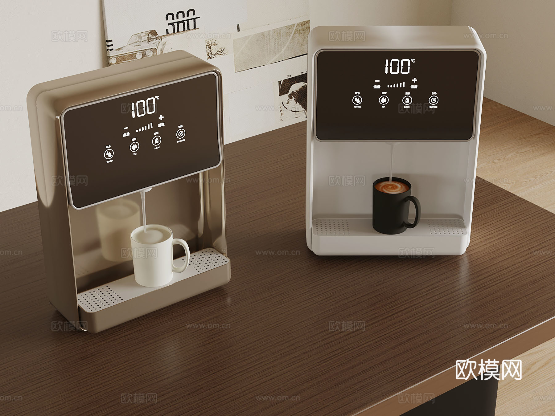 电器组合 现代直饮机 咖啡机su模型下载（渲染图1）