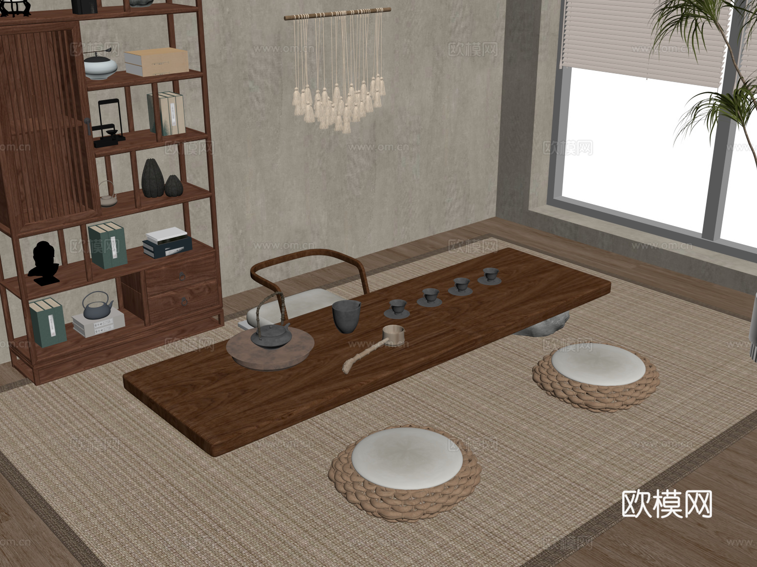 新中式茶室su模型