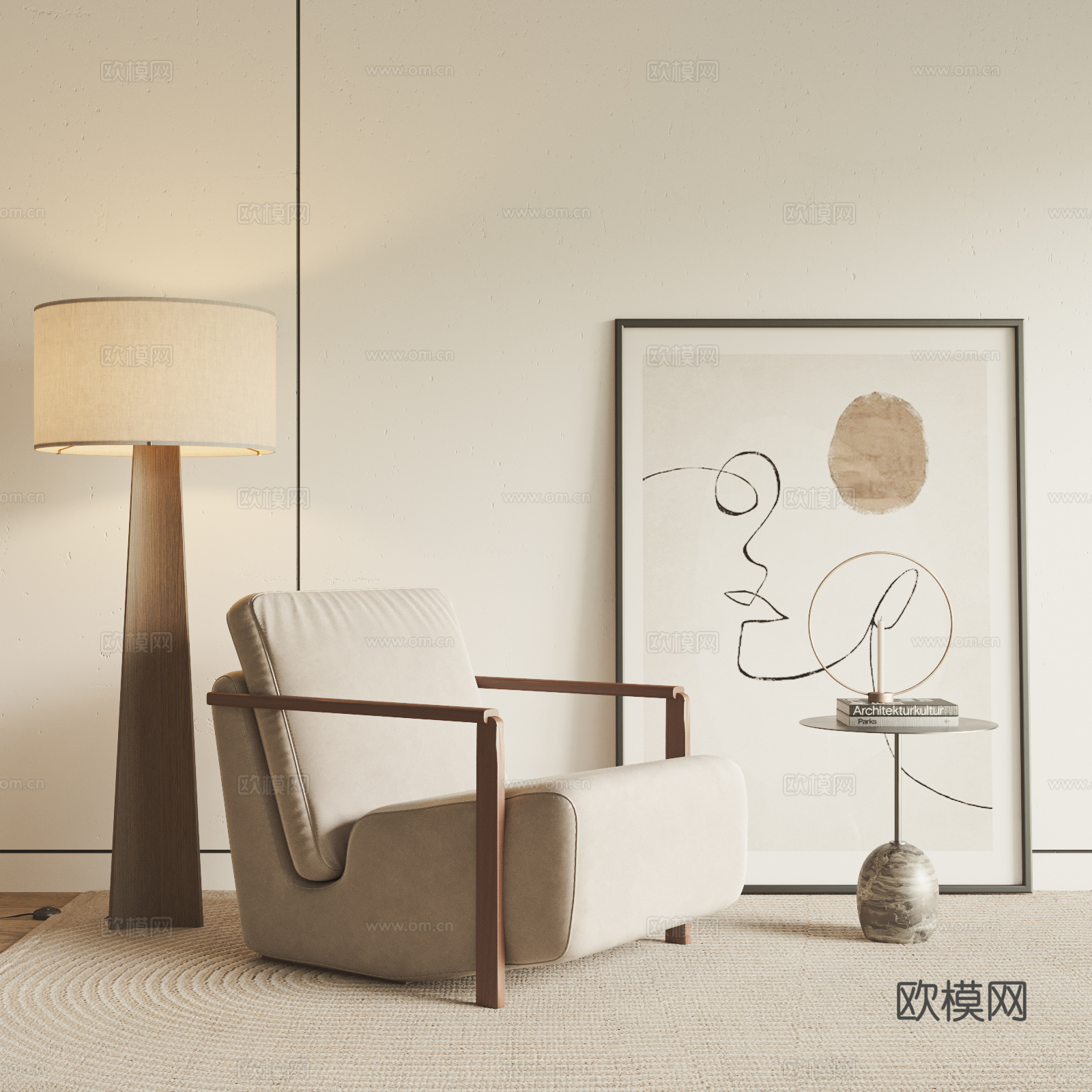 CASSINA 侘寂风单人沙发3d模型