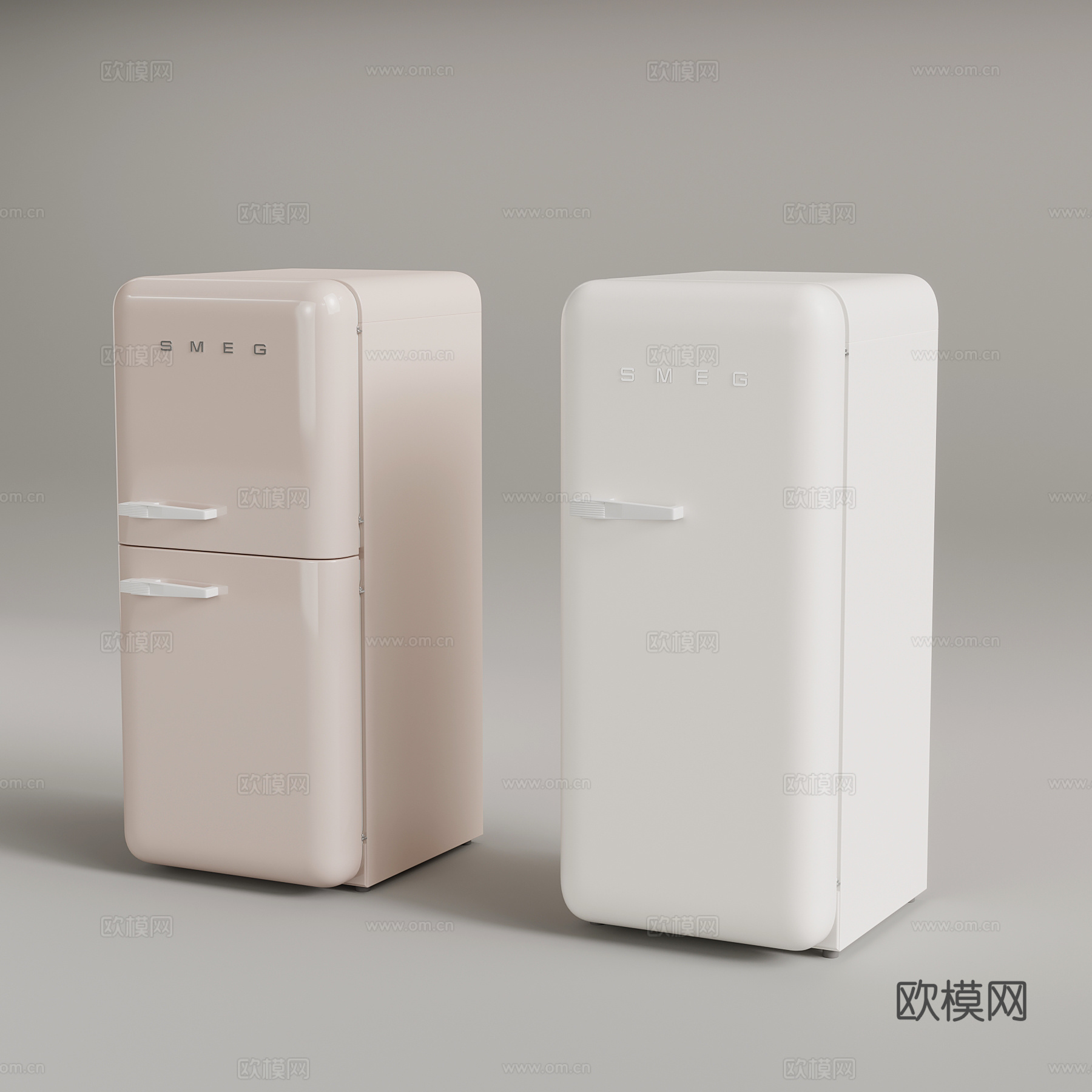 现代奶油风冰箱 迷你冰箱 小冰箱3d模型