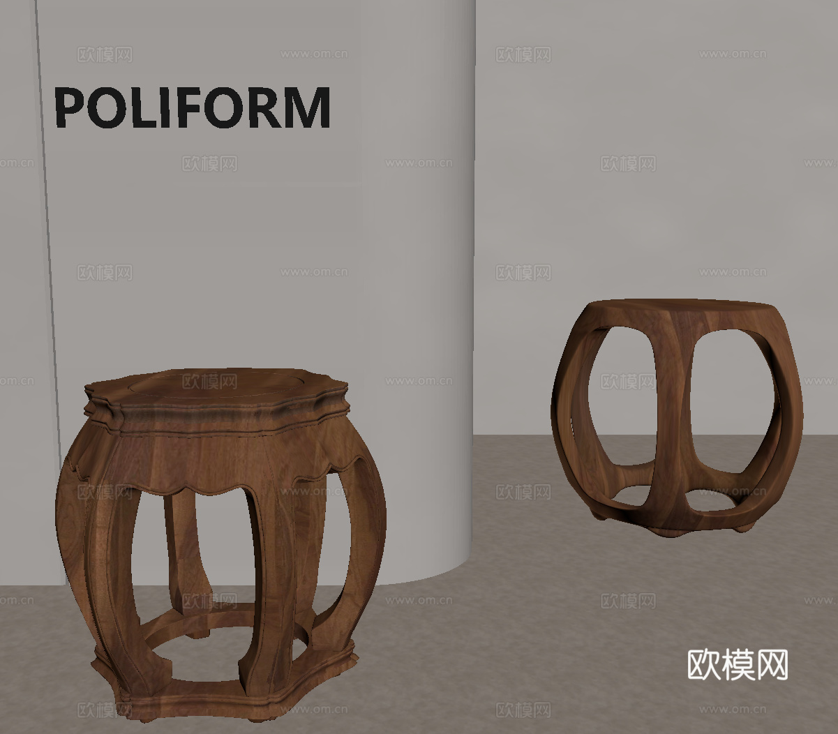 凳子 新中式凳子su模型下载（渲染图2）