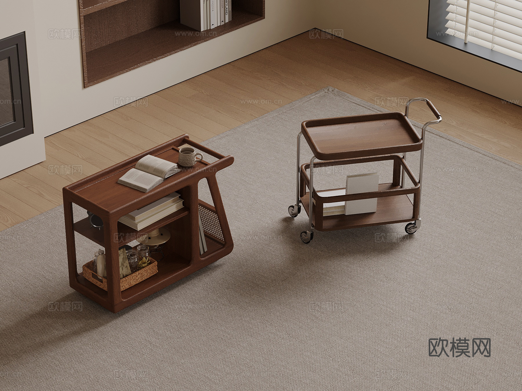 中古风边几 餐边柜su模型