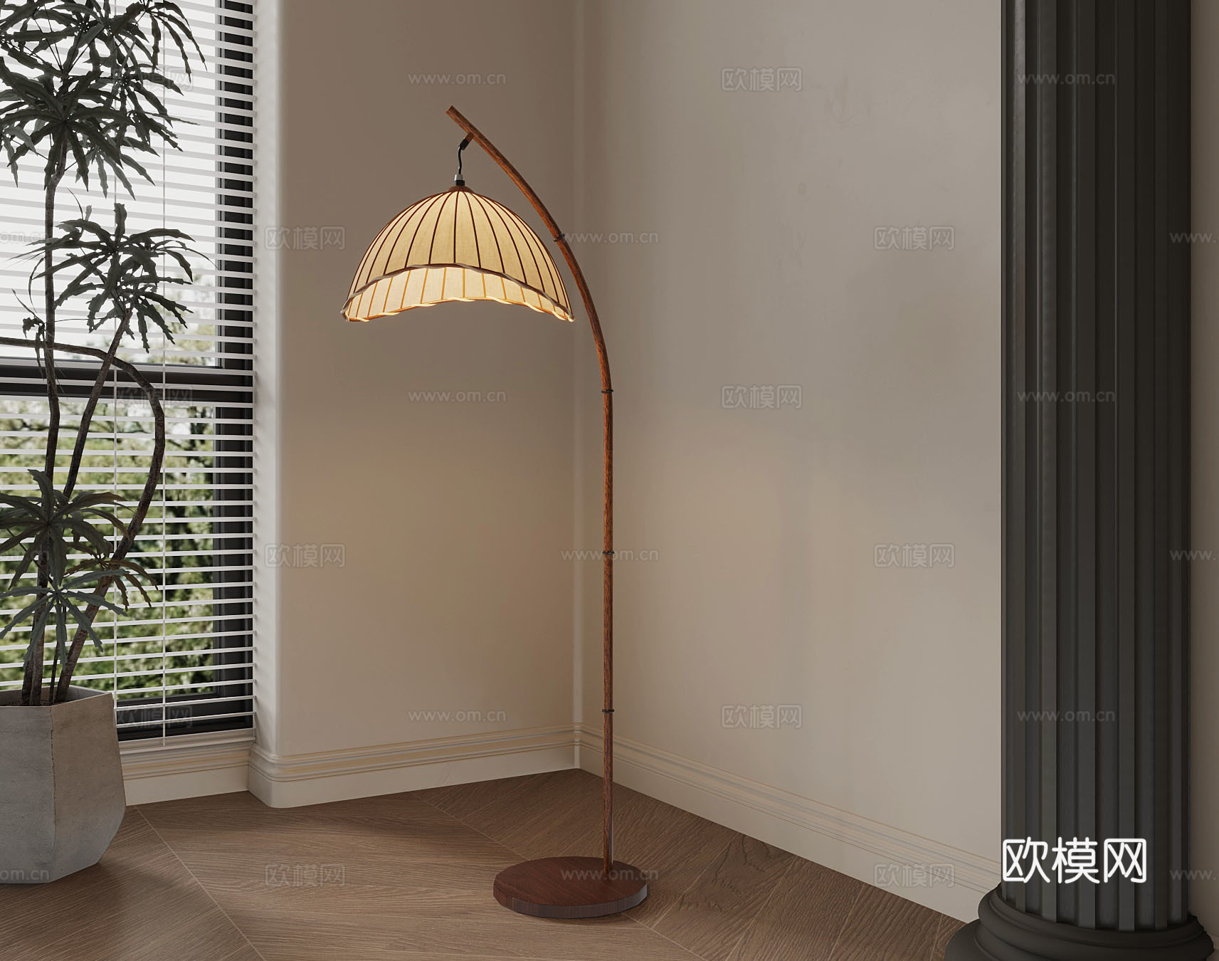 法式落地灯 装饰灯su模型下载（渲染图1）