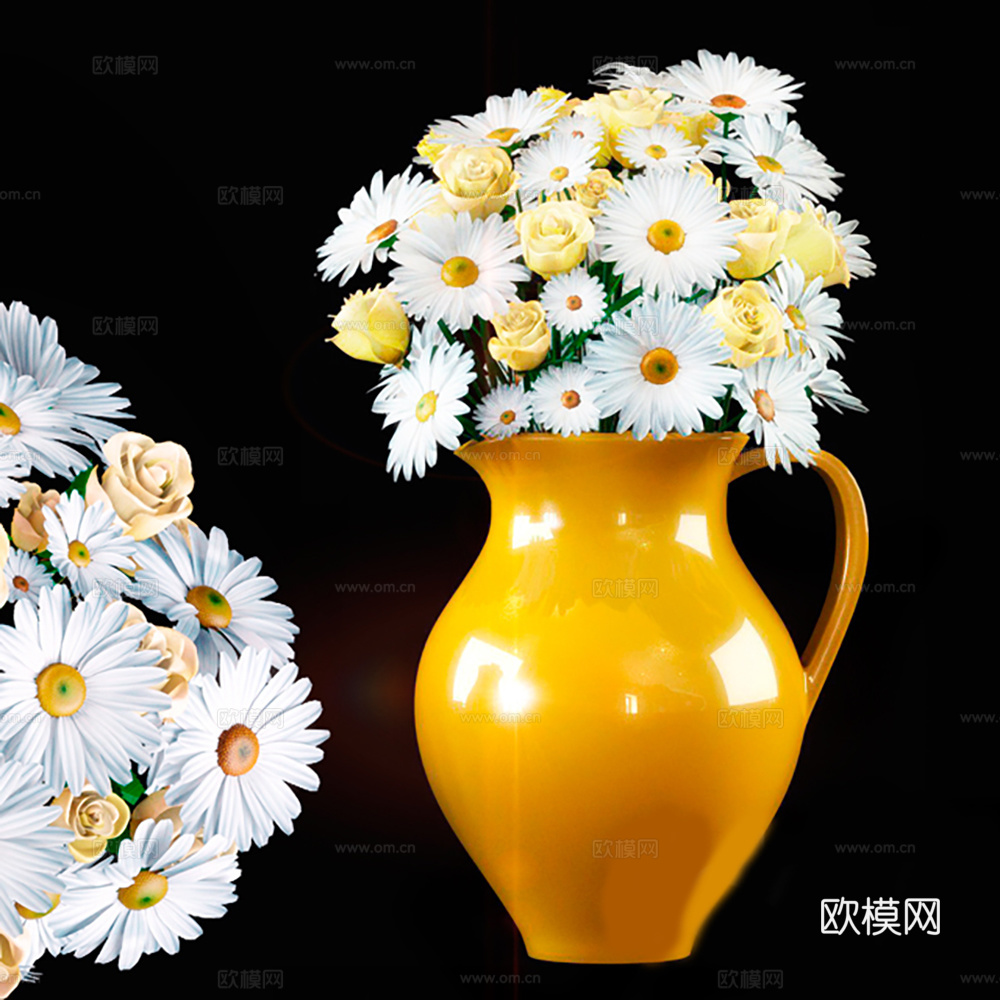 花瓶 花卉 植物3d模型