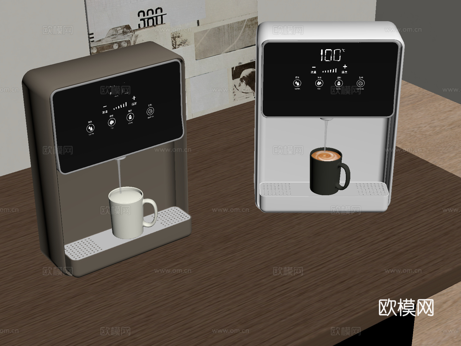 电器组合 现代直饮机 咖啡机su模型下载（渲染图2）