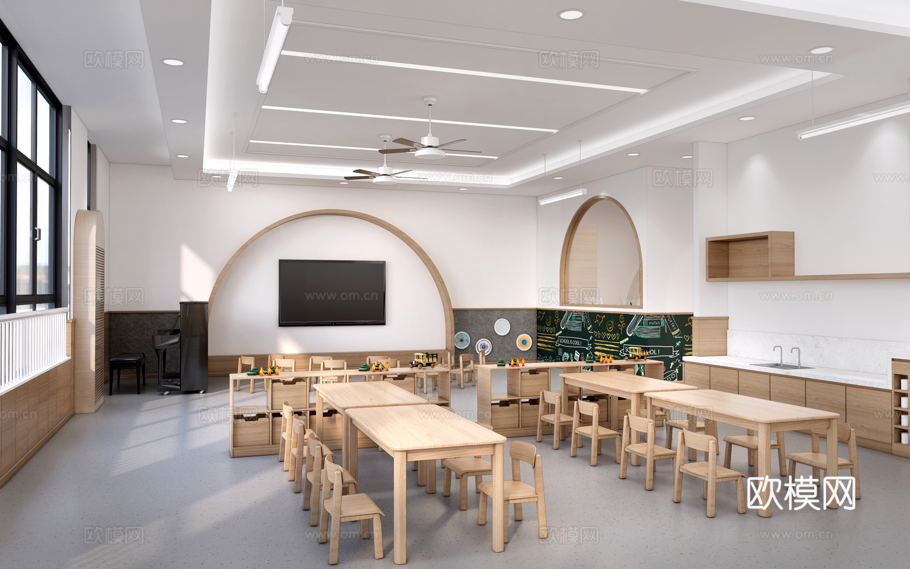 现代幼儿园音乐教室 幼儿园活动教室 儿童娱乐室su模型