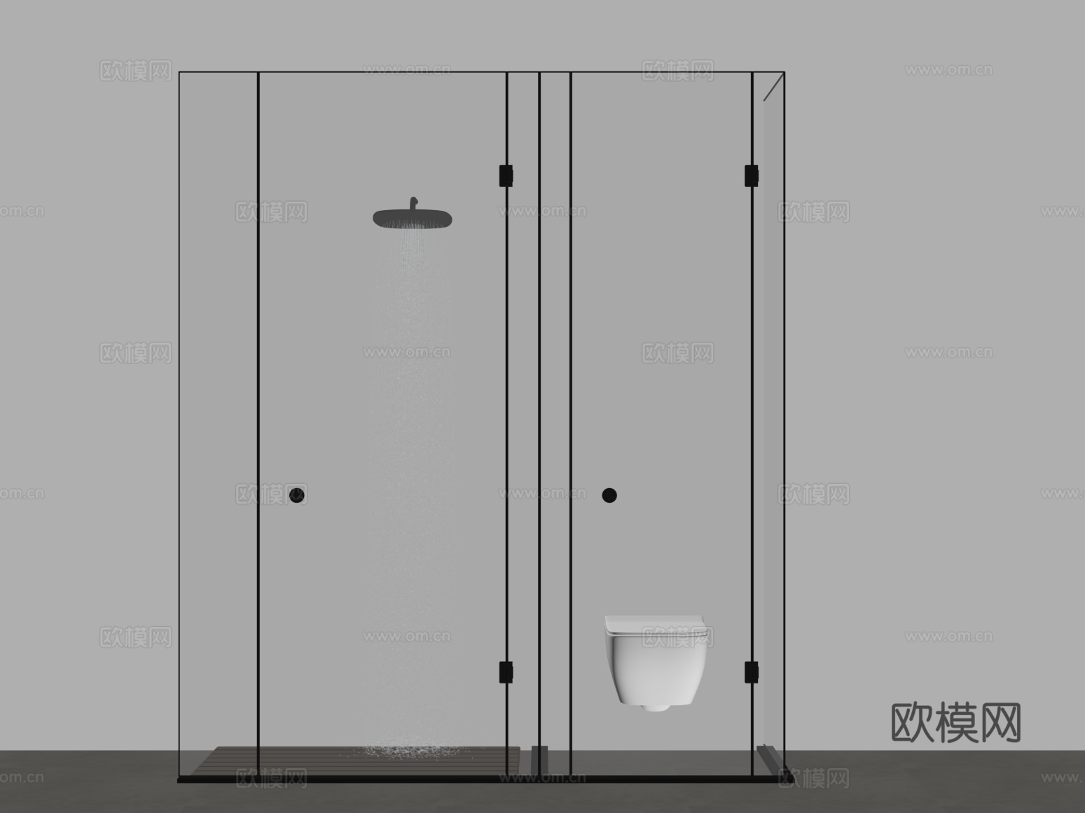 淋雨隔断 花洒su模型