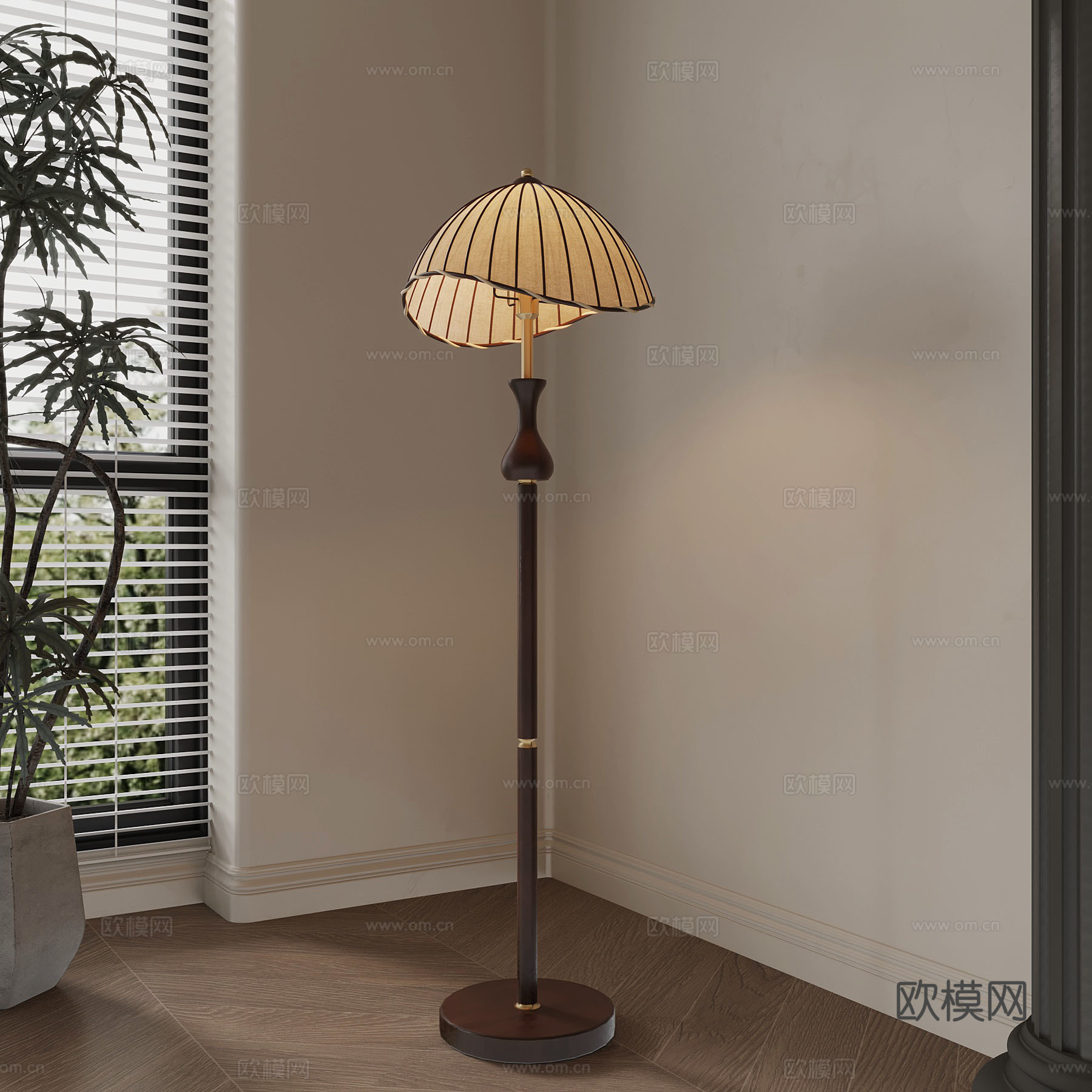 法式落地灯 装饰灯su模型下载（渲染图1）