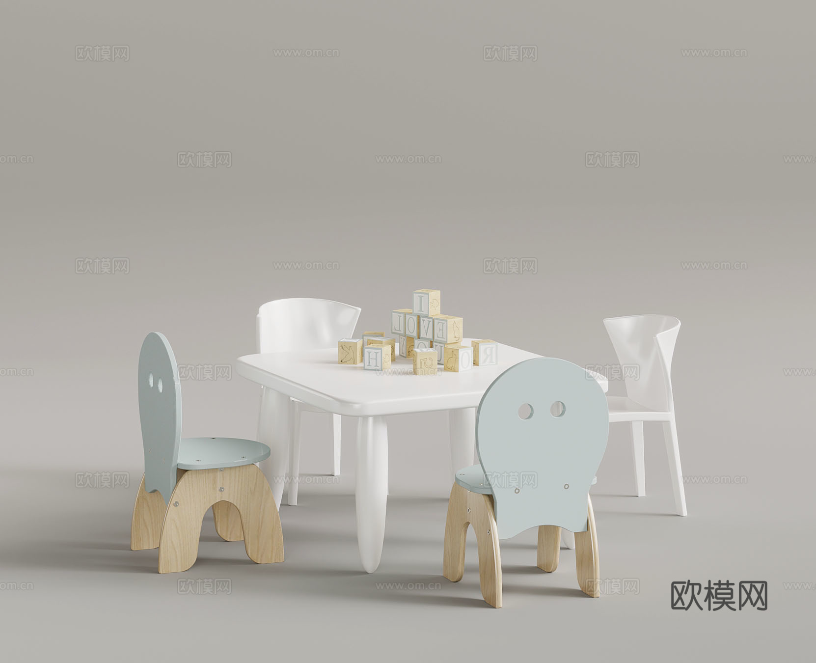现代儿童桌3d模型