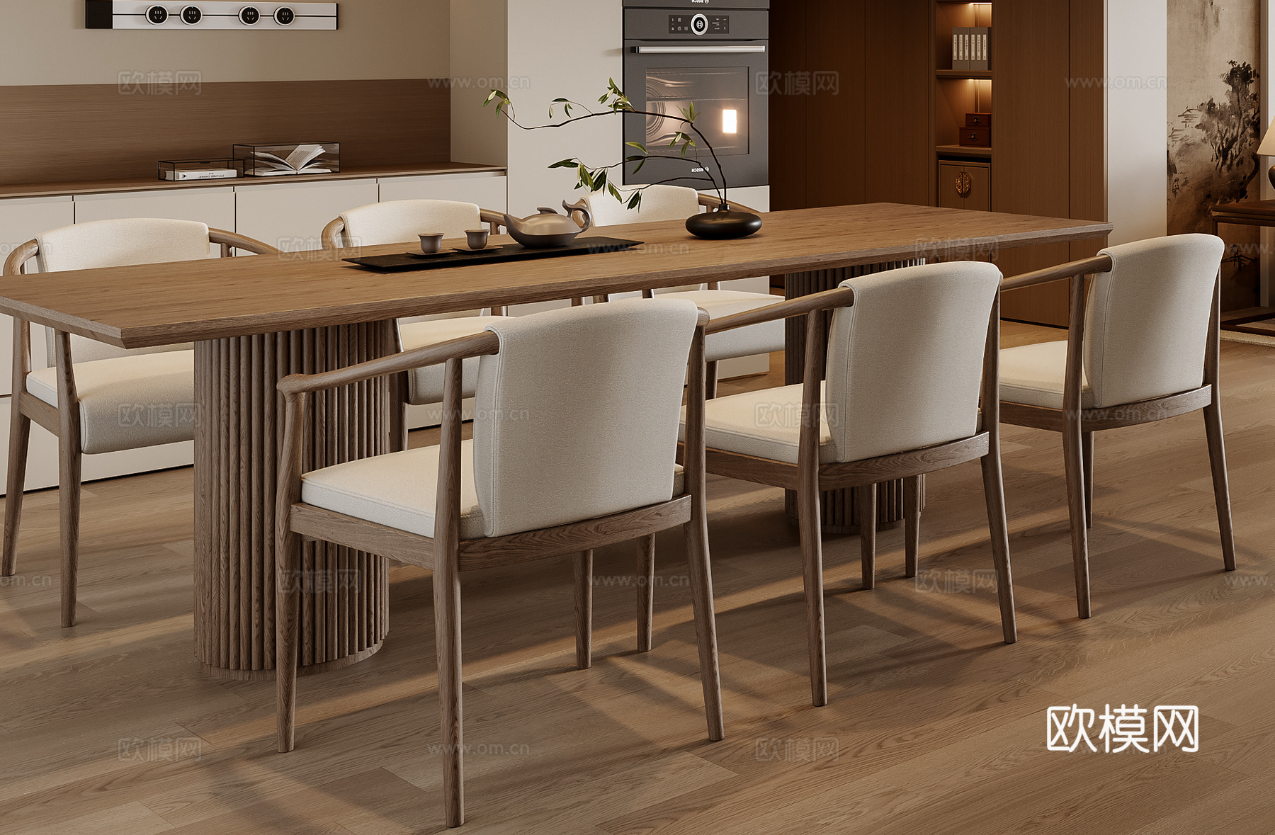 新中式餐桌椅组合3d模型