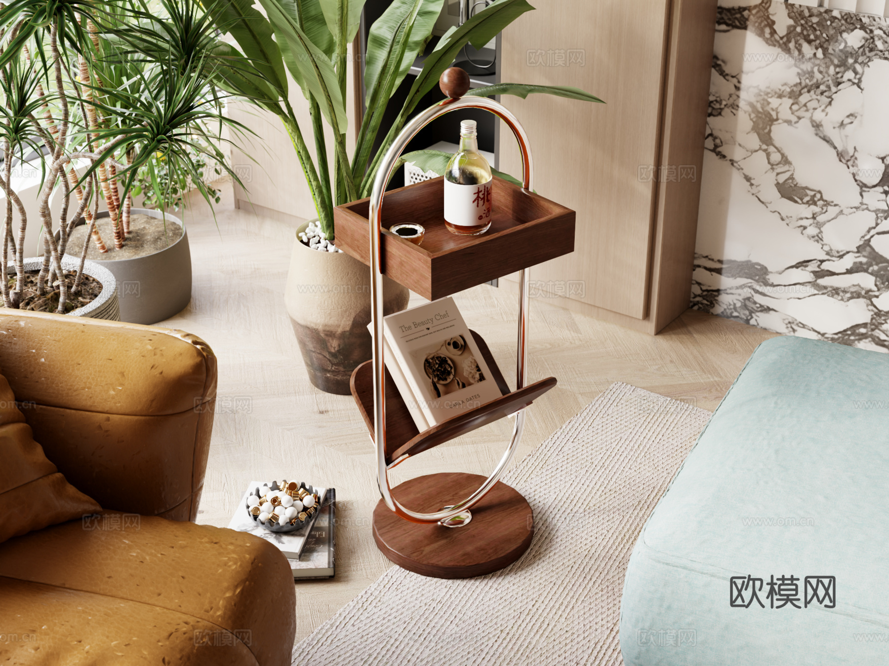 现代复古奶油风茶几装饰杂志书本3d模型下载