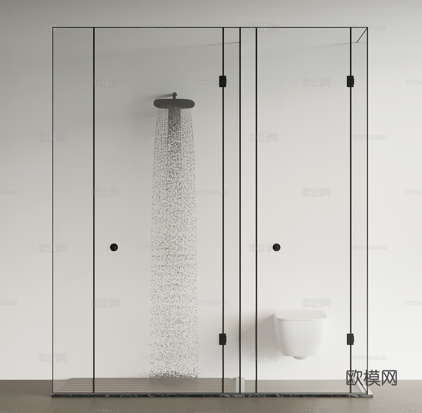 淋雨隔断 花洒su模型