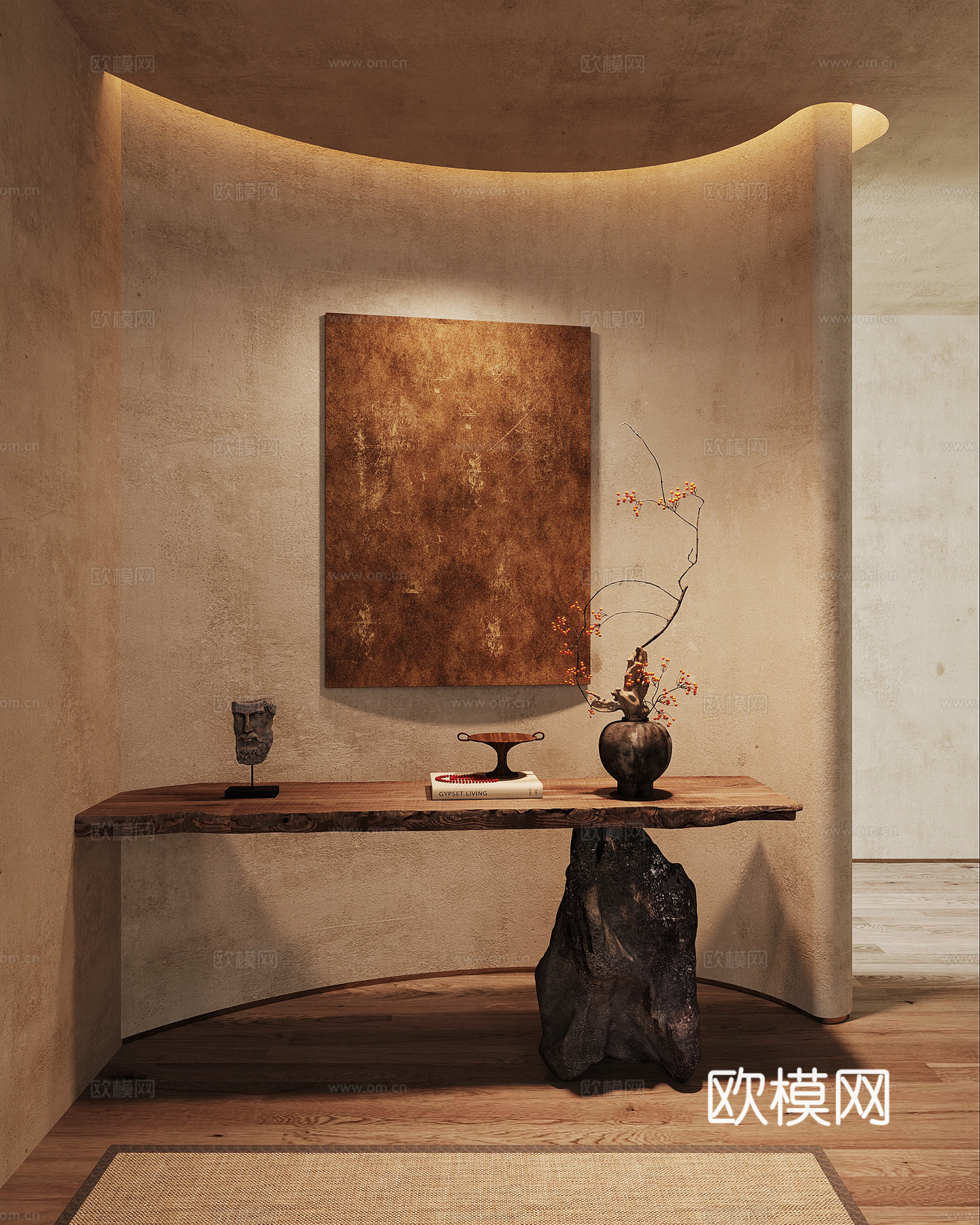 中古风端景台 条案3d模型