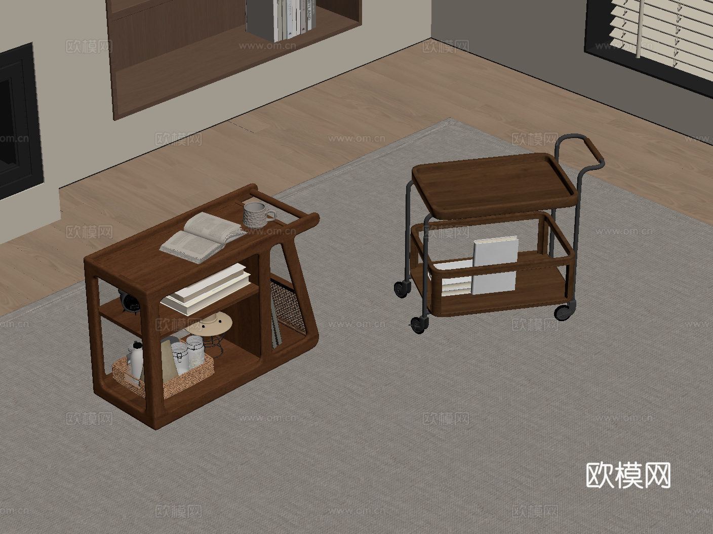 中古风边几 餐边柜su模型