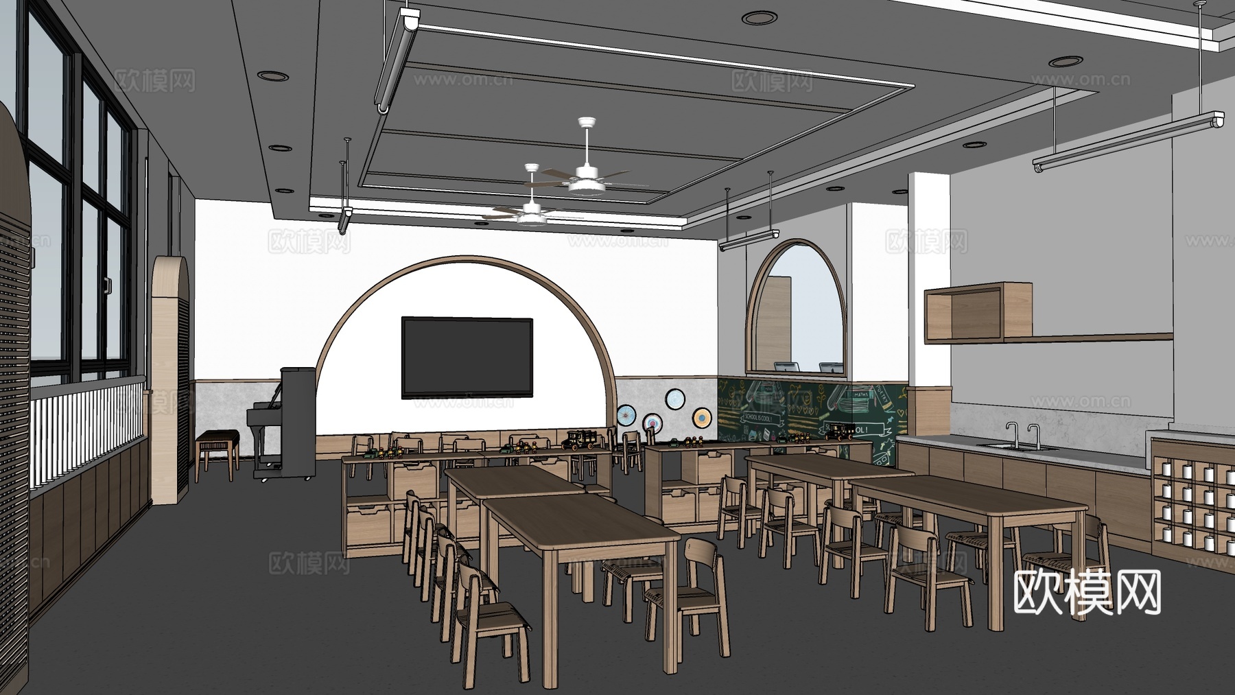 现代幼儿园音乐教室 幼儿园活动教室 儿童娱乐室su模型