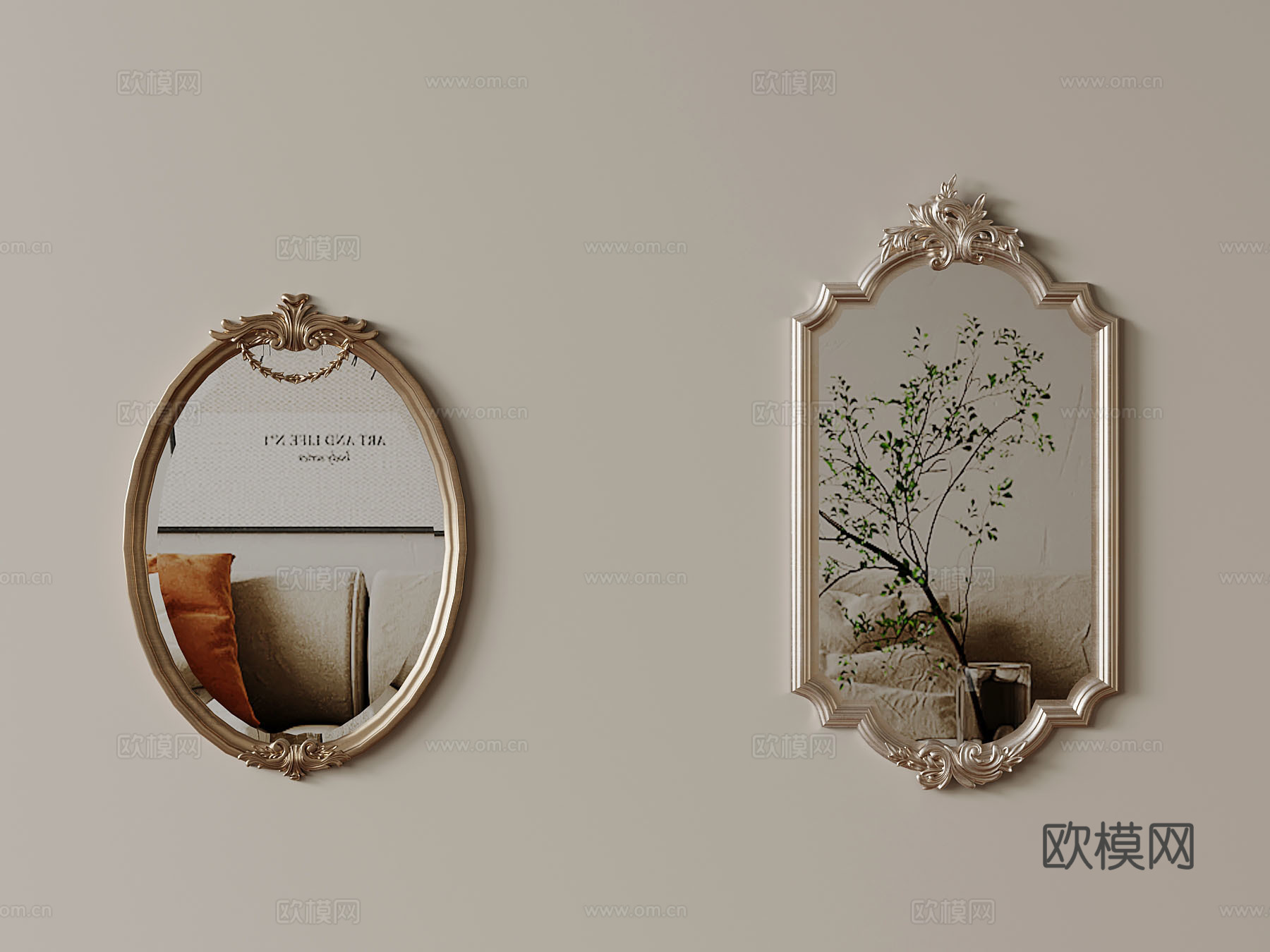 法式镜子 浴室镜3d模型