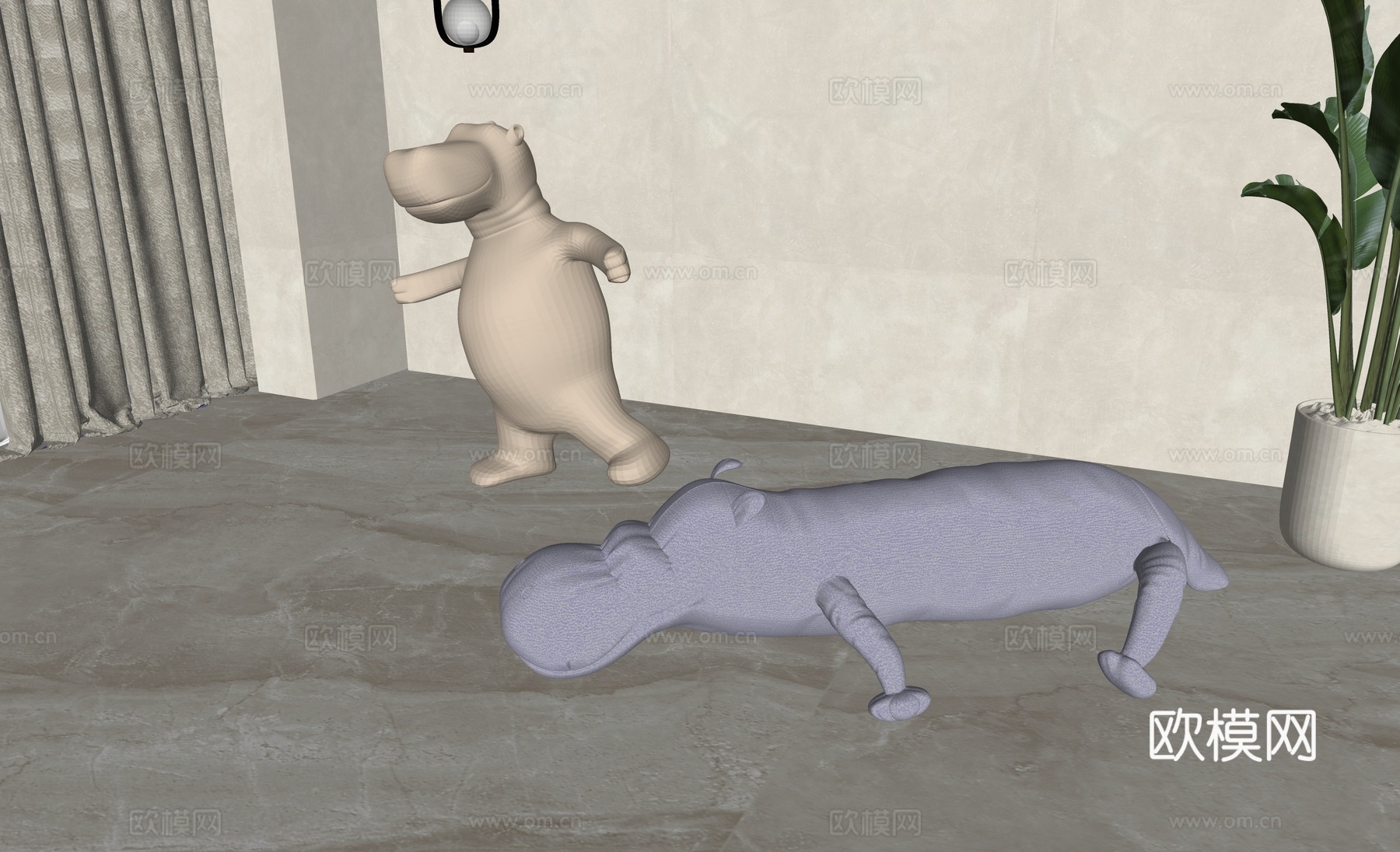 现代儿童毛绒玩具su模型下载（渲染图2）