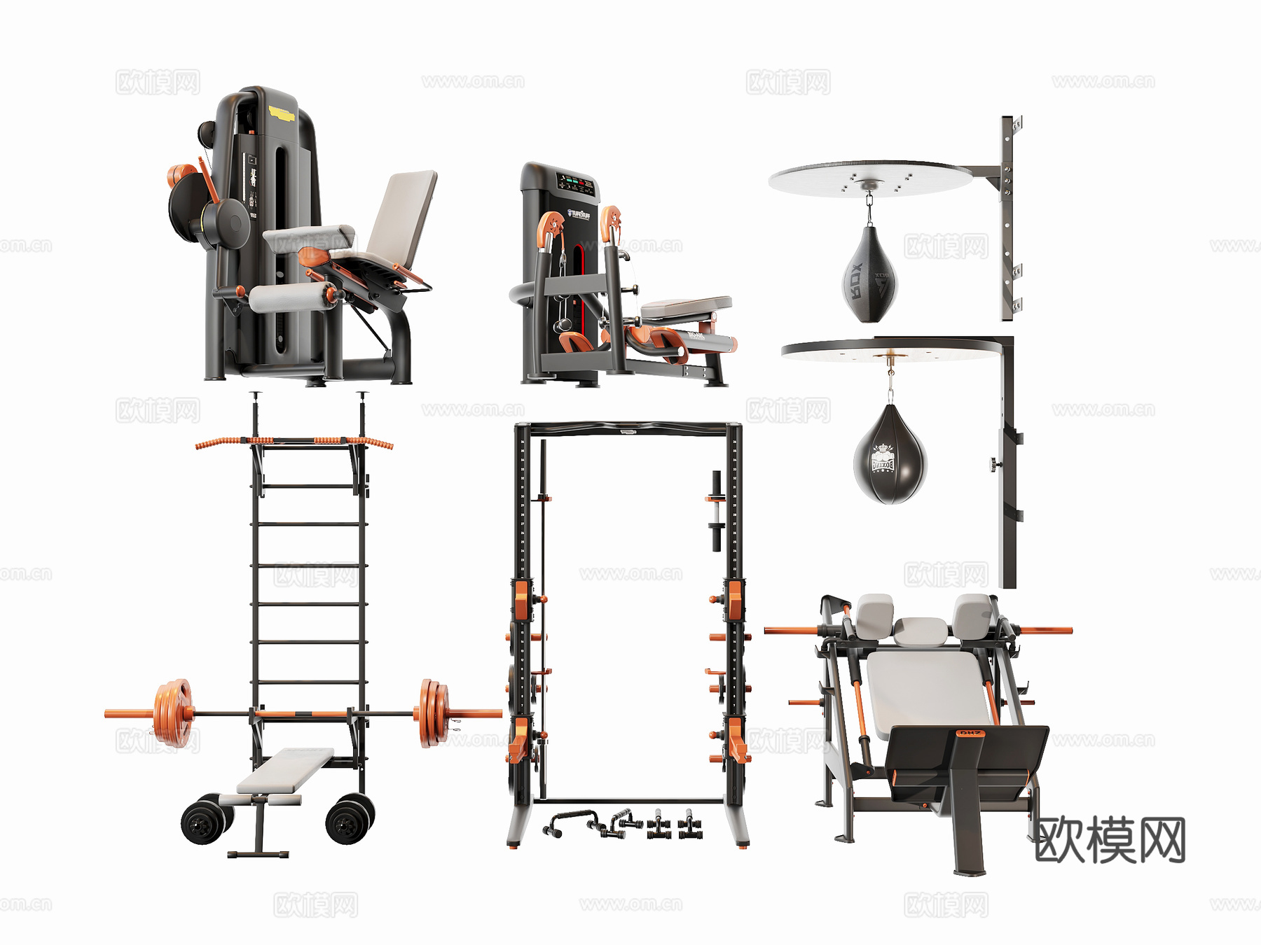 现代健身器械3d模型