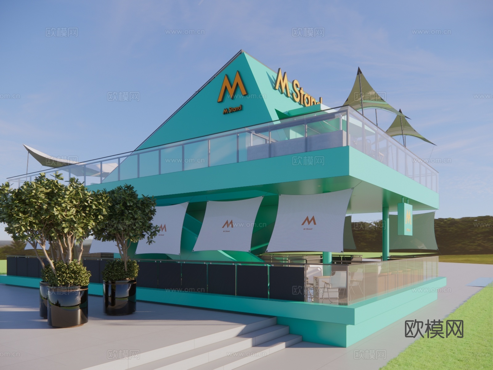 商业建筑 街边商铺 咖啡店su模型下载（渲染图3）