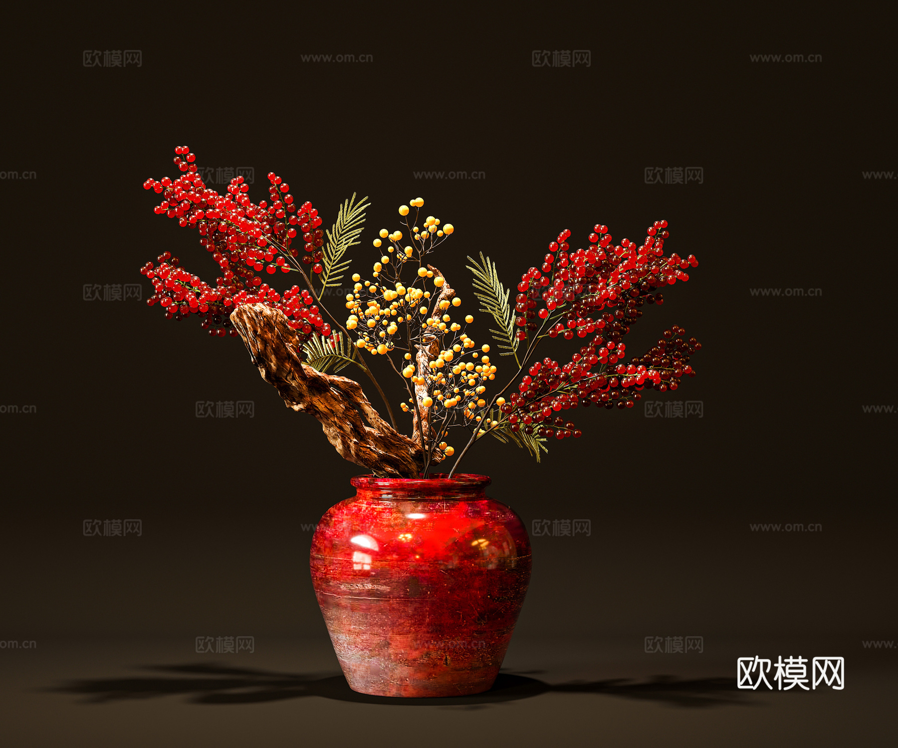 花瓶花艺插花干支3d模型