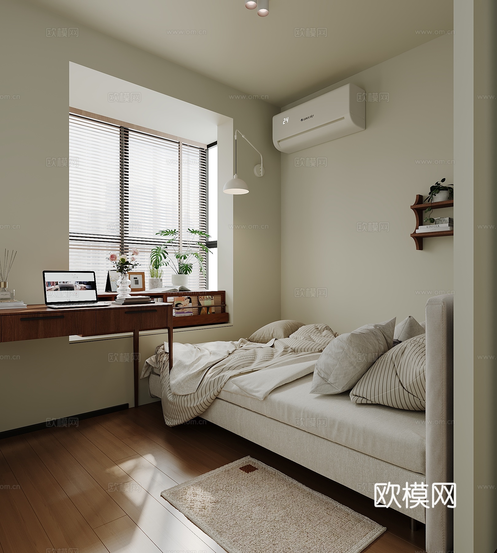 现代奶油通用儿童房 中古家具 电竞椅 步入式衣帽间su模型