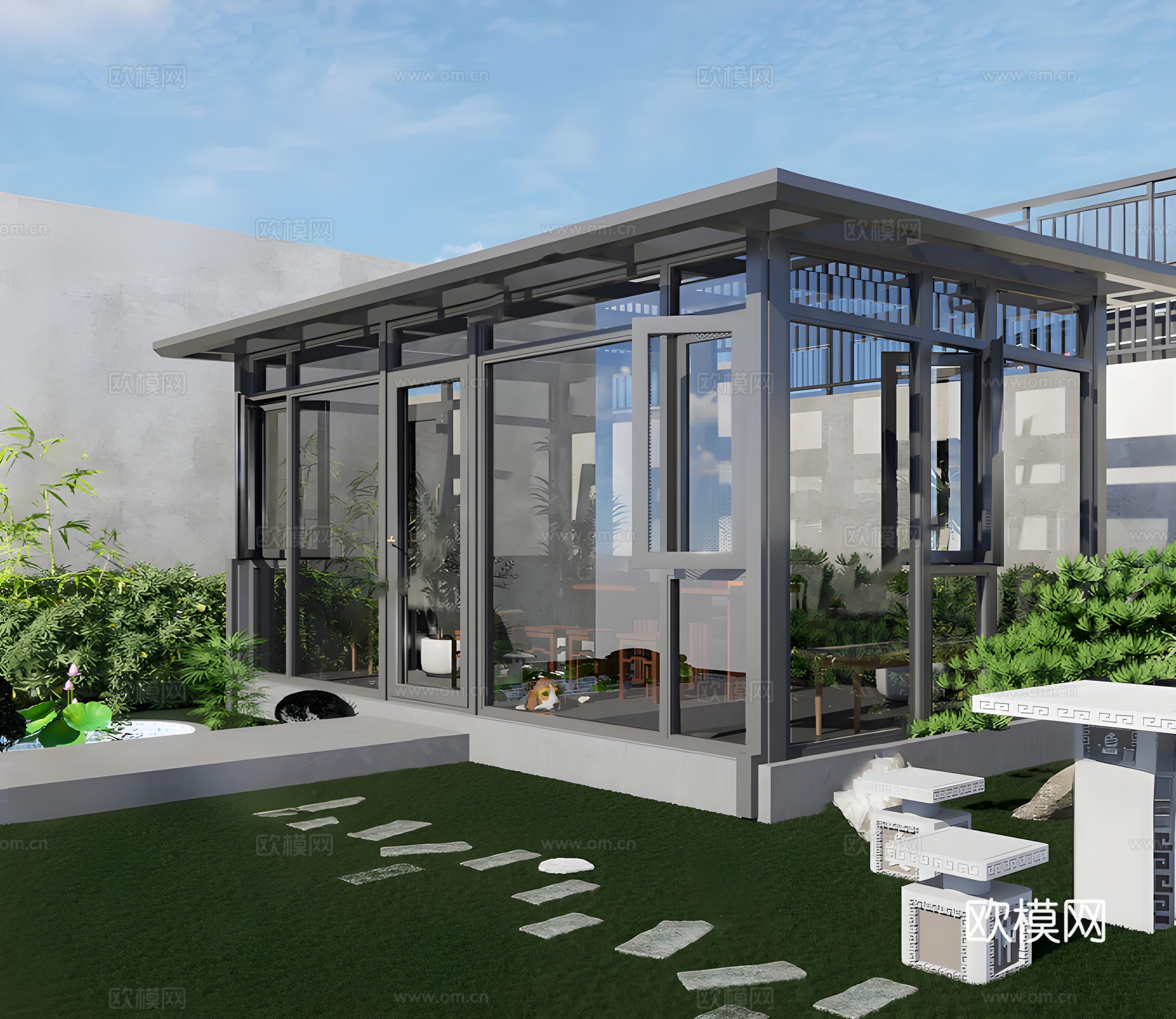 户外阳光房su模型