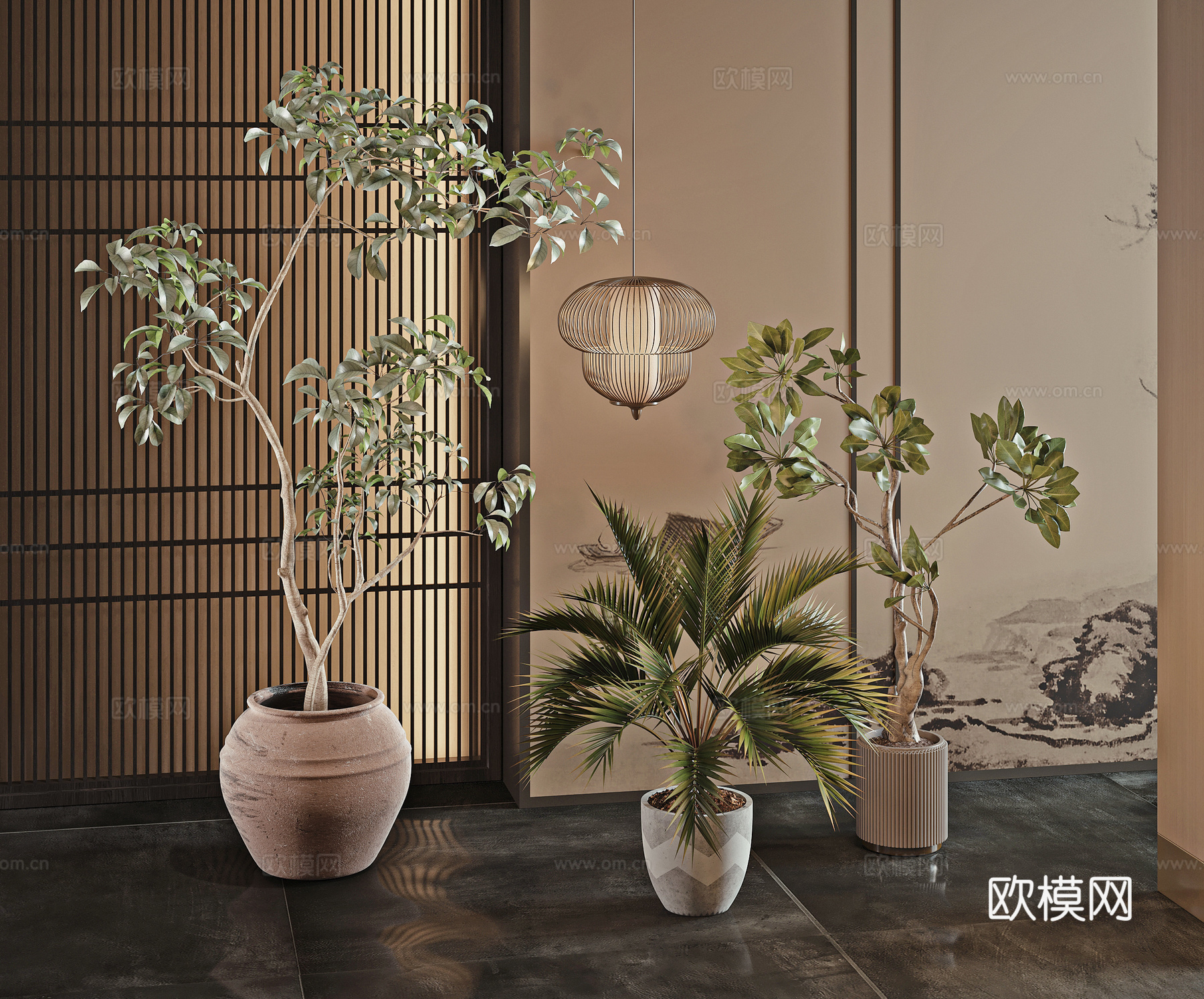 现代绿植盆栽3d模型