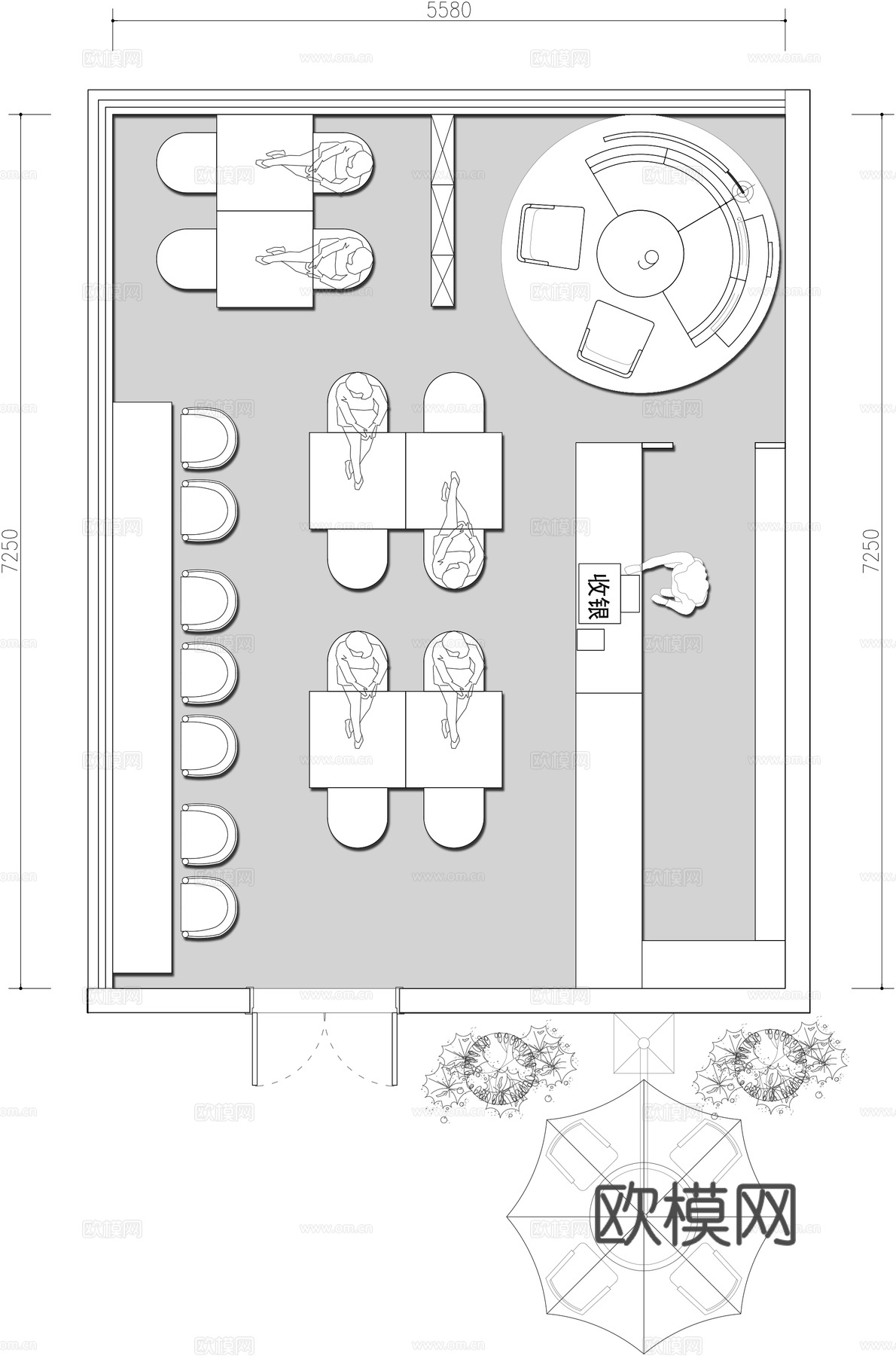 甜品小吃果饮cad施工图