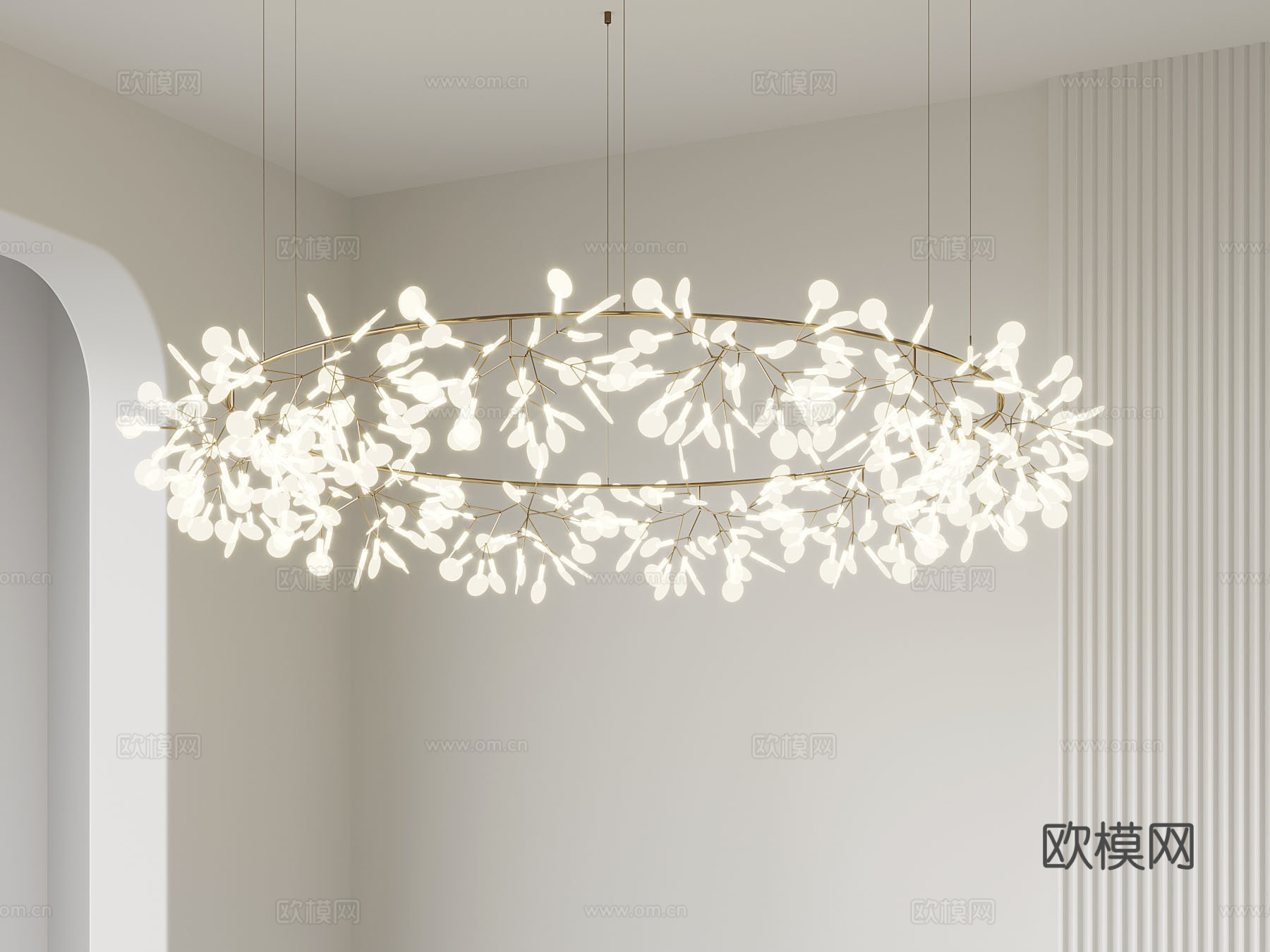 奶油风艺术吊灯su模型