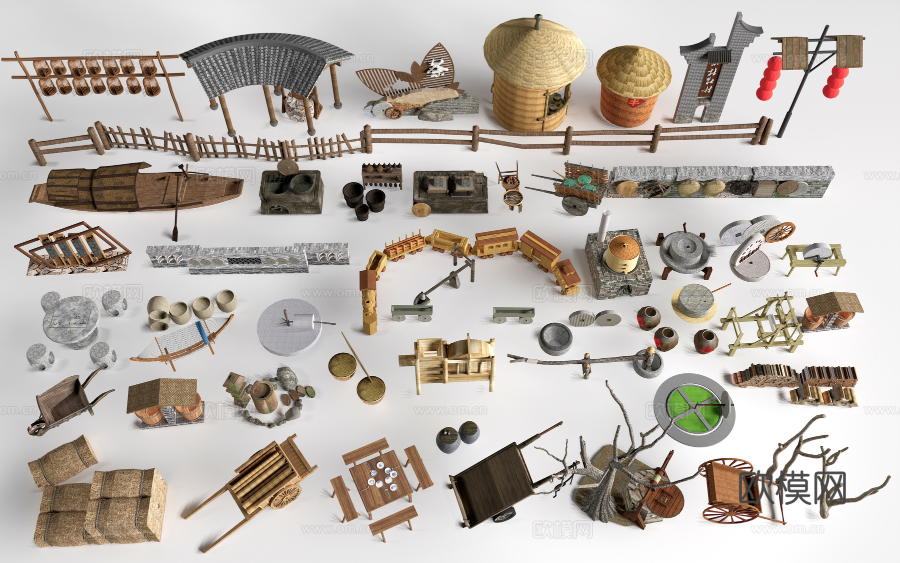 现代农具小品 农耕小品 乡村小品su模型