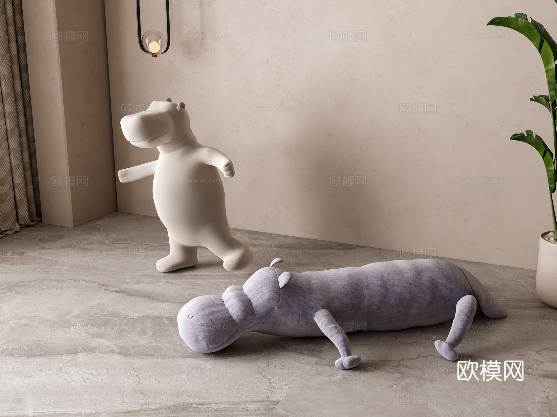 现代儿童毛绒玩具su模型下载（渲染图1）