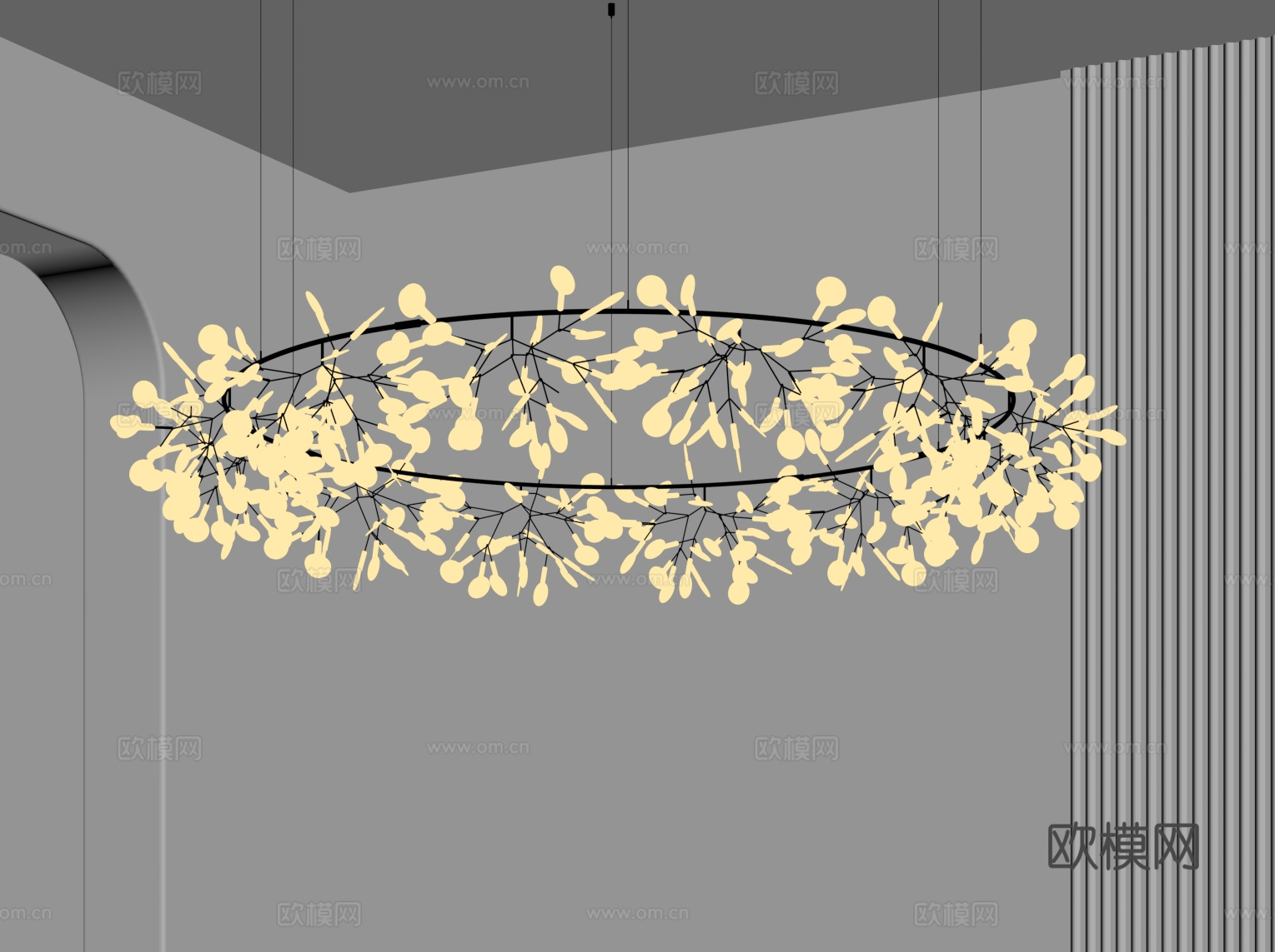 奶油风艺术吊灯su模型