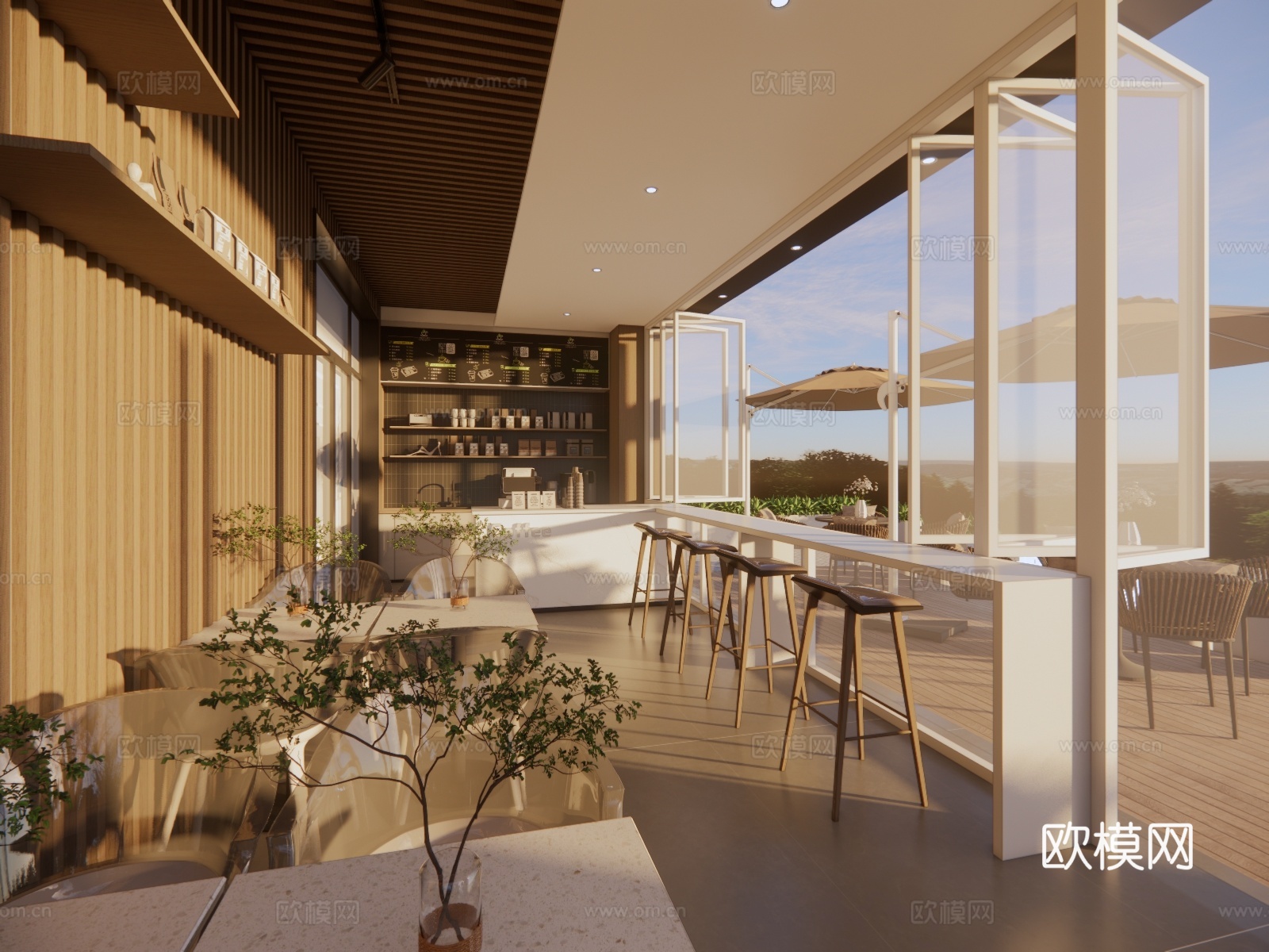 工装餐饮空间咖啡厅su模型