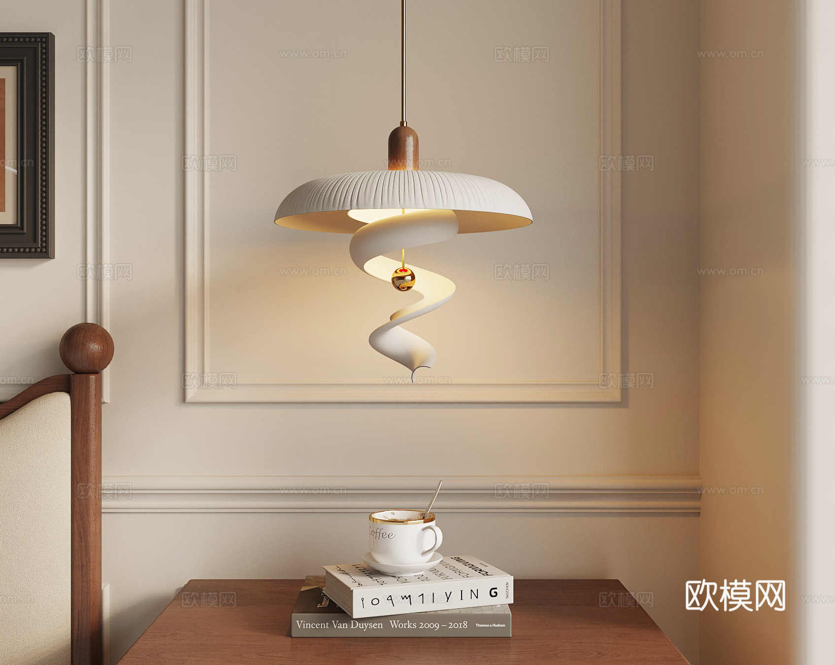 吊灯 法式吊灯 小吊灯 书籍 咖啡杯su模型