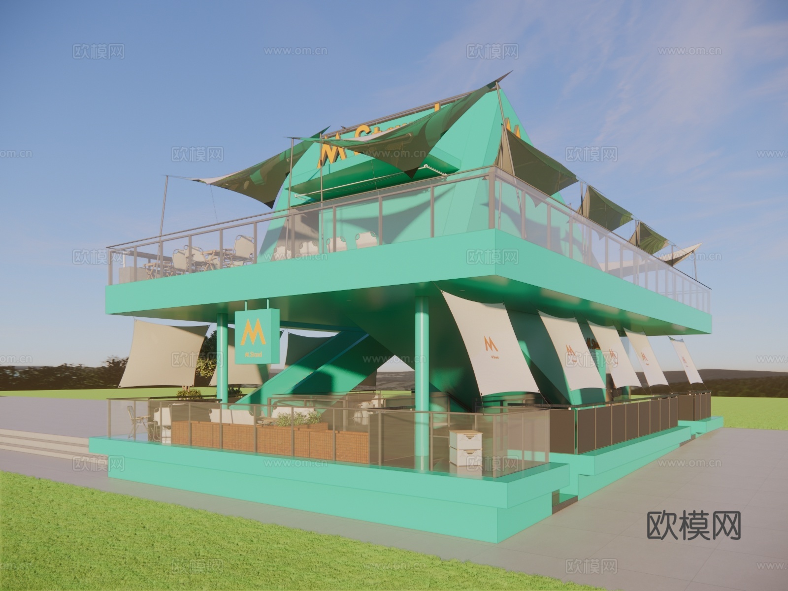 商业建筑 街边商铺 咖啡店su模型下载（渲染图4）