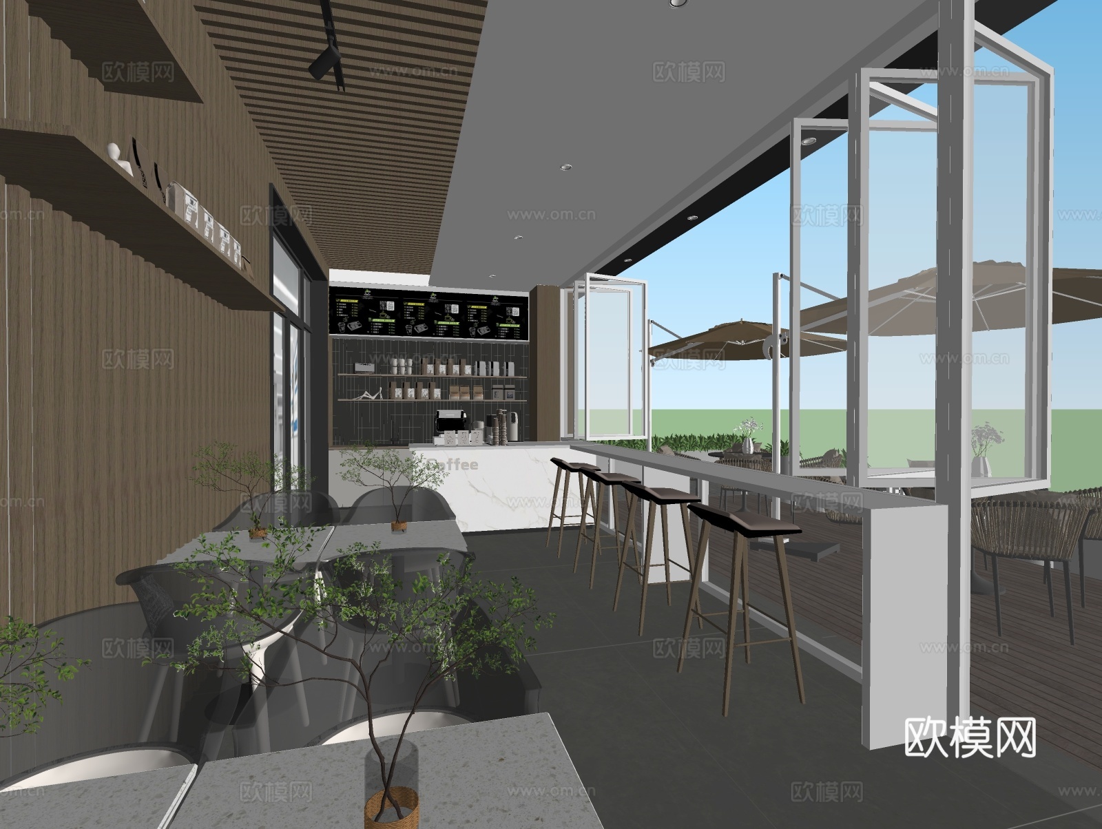 工装餐饮空间咖啡厅su模型