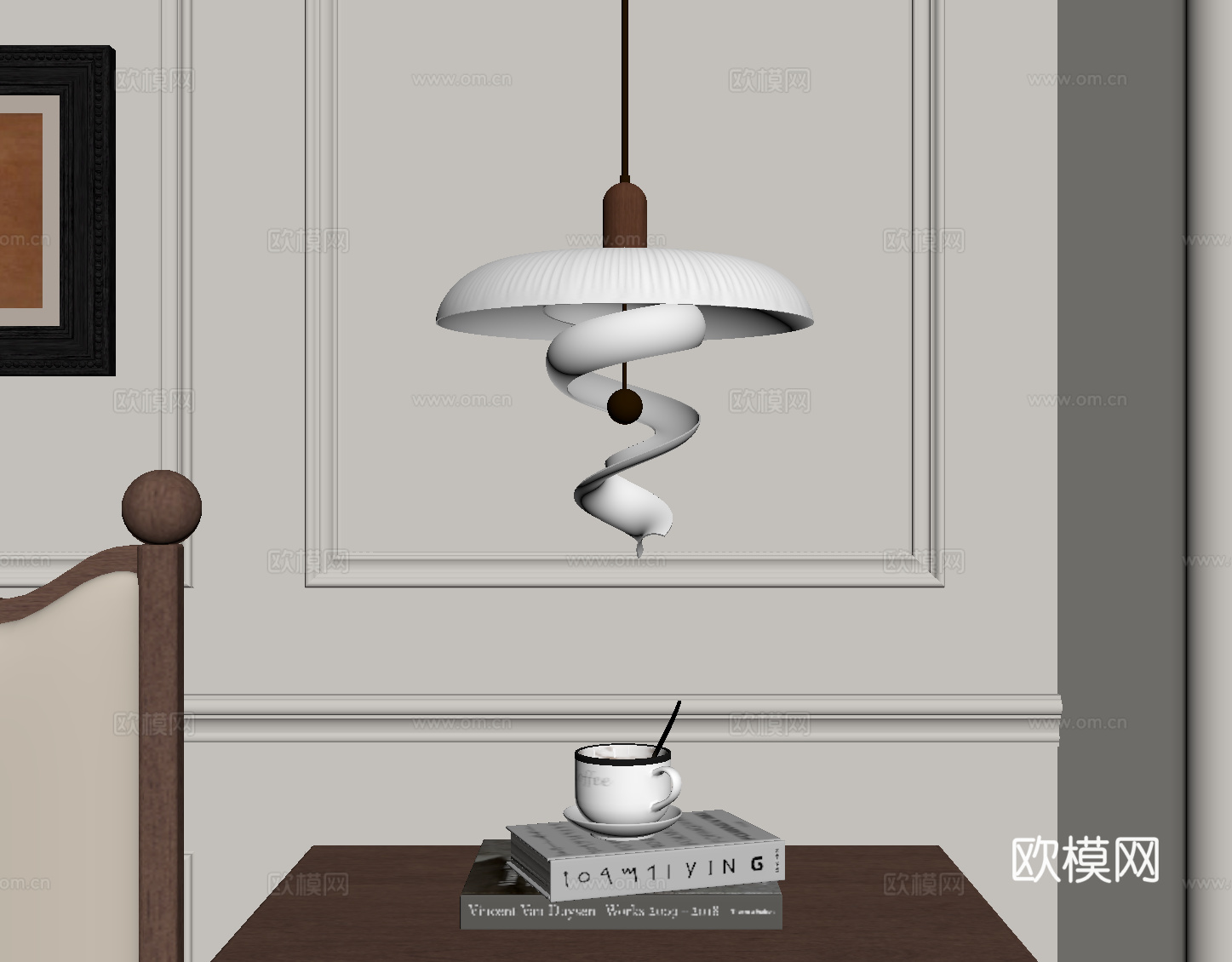 吊灯 法式吊灯 小吊灯 书籍 咖啡杯su模型