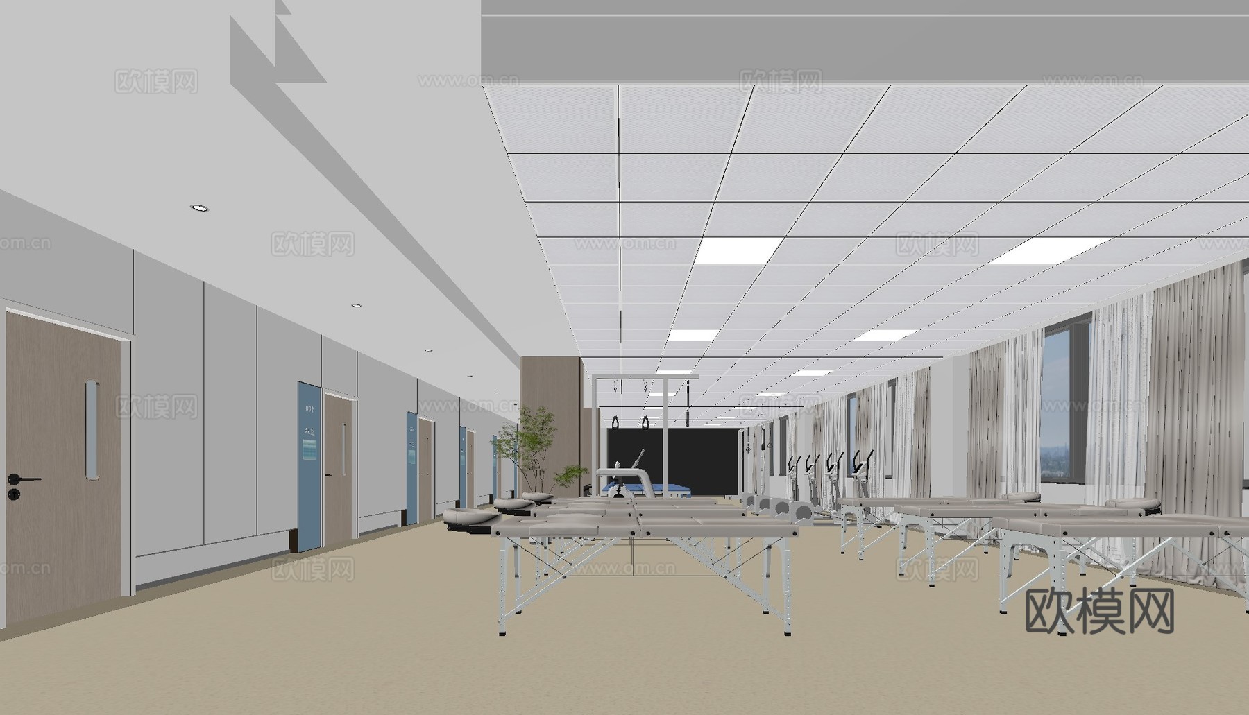 医院康复中心su模型下载（渲染图2）
