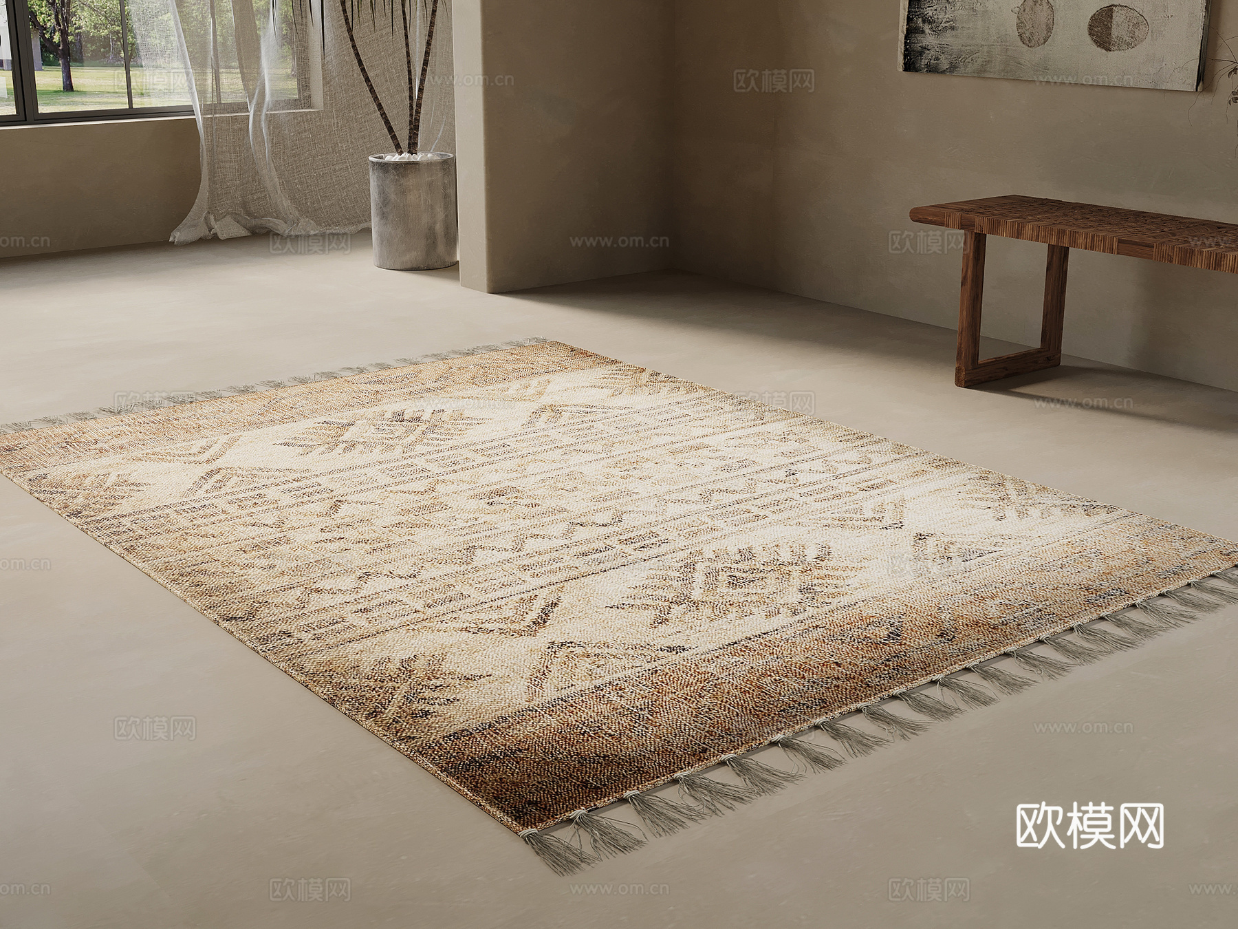 中古风地毯3d模型下载