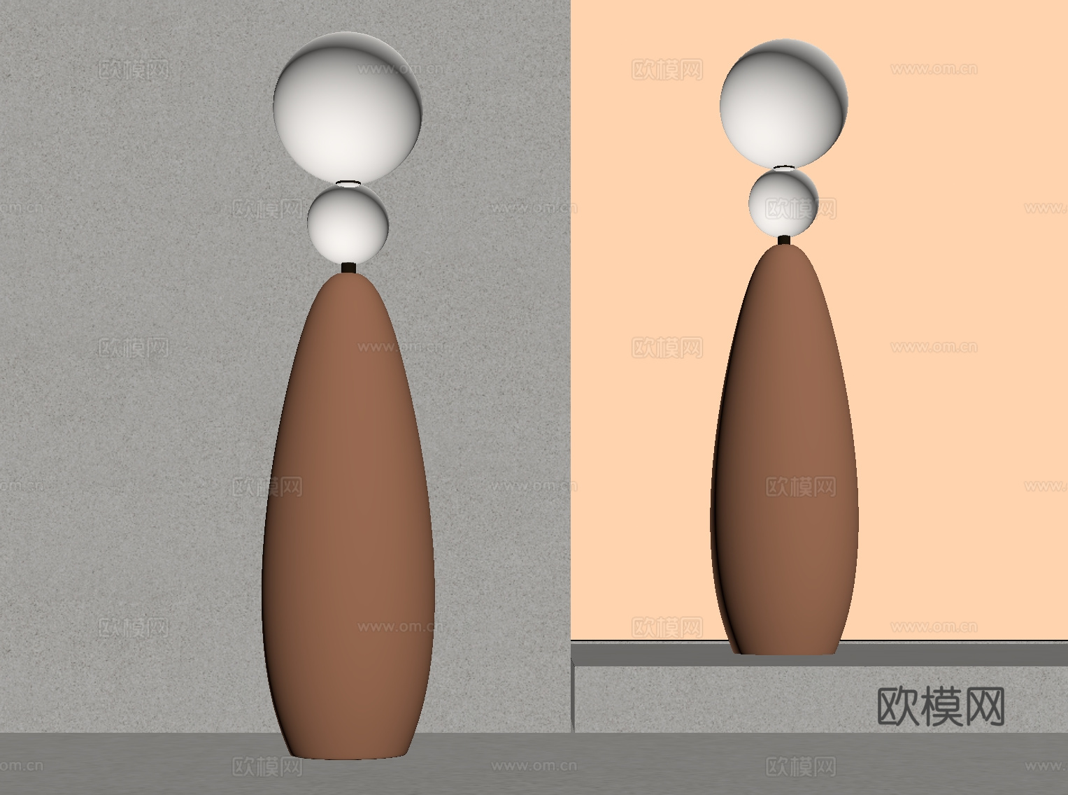现代艺术落地灯su模型下载（渲染图2）