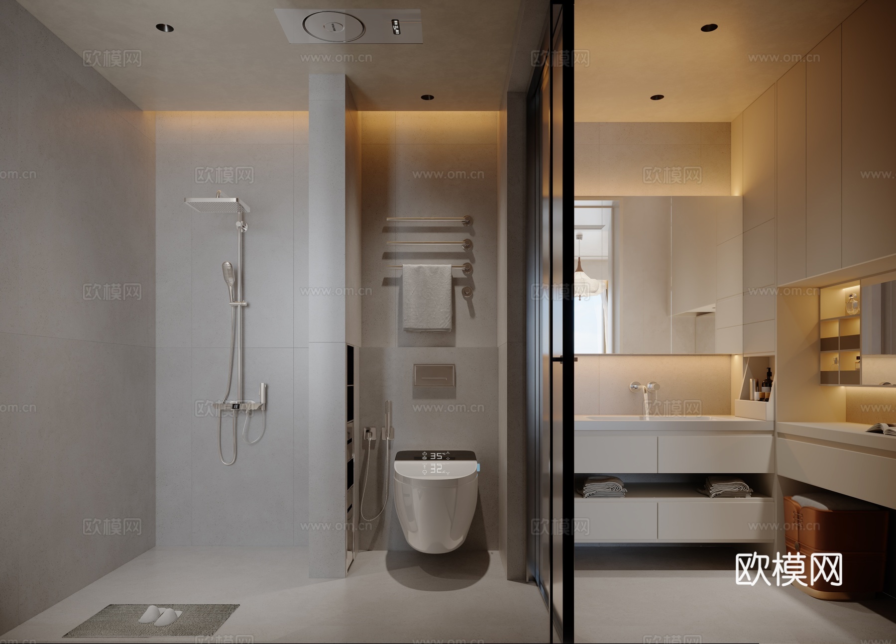 现代卫生间 洗手台 化妆台3d模型