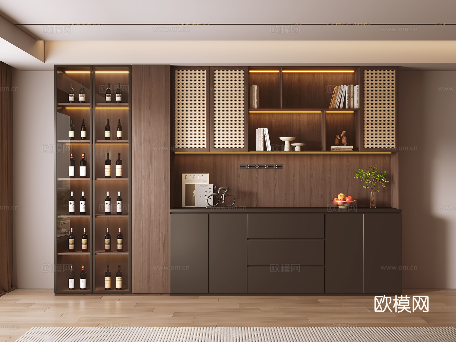 中古风餐边柜3d模型