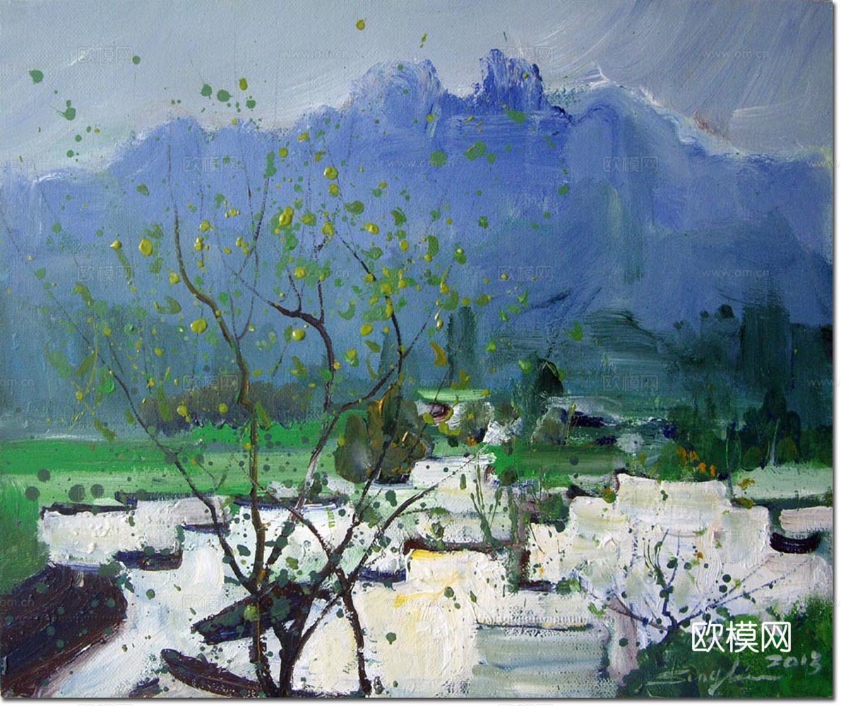 乡村自然油画挂画