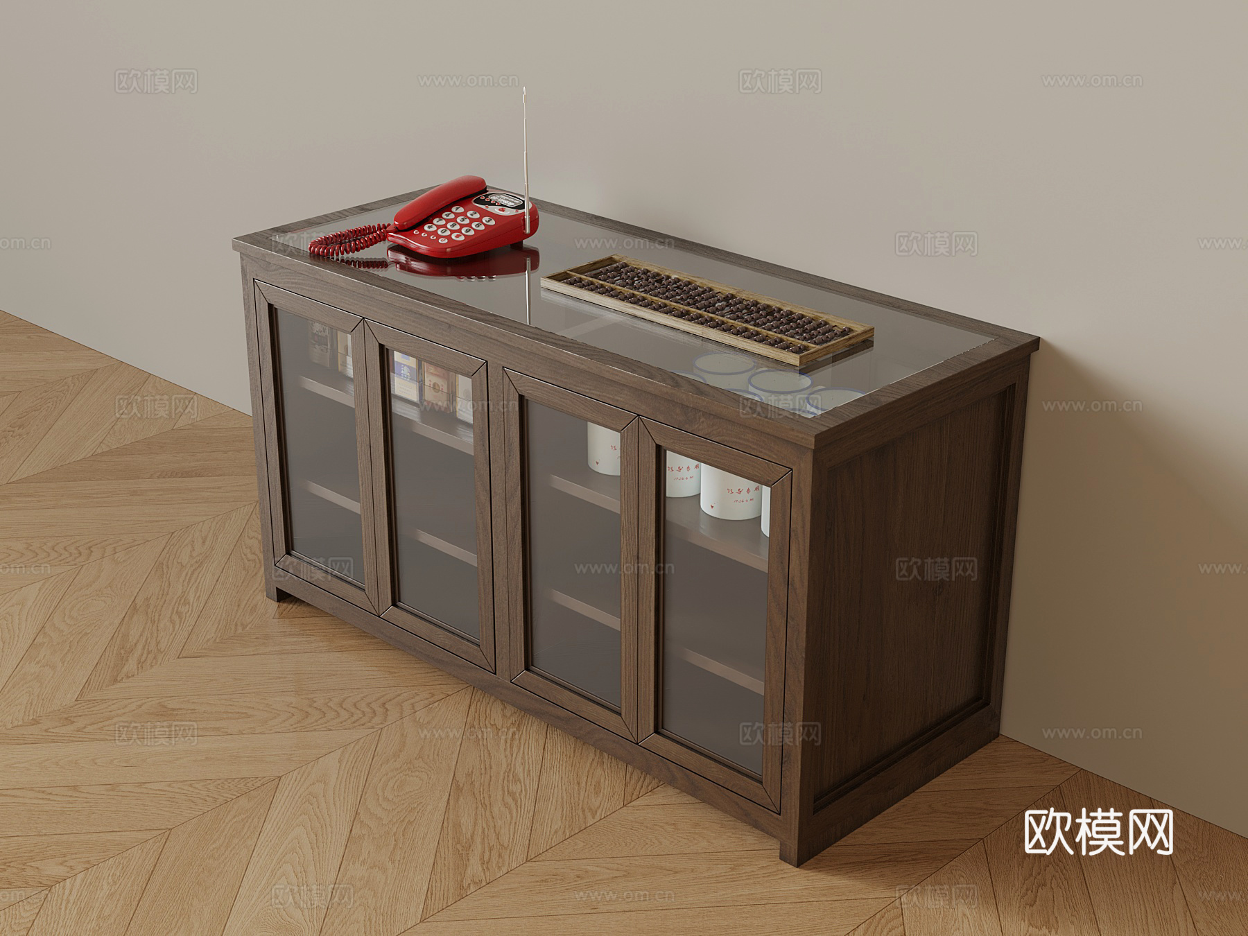 复古收银台 烟 电话机su模型