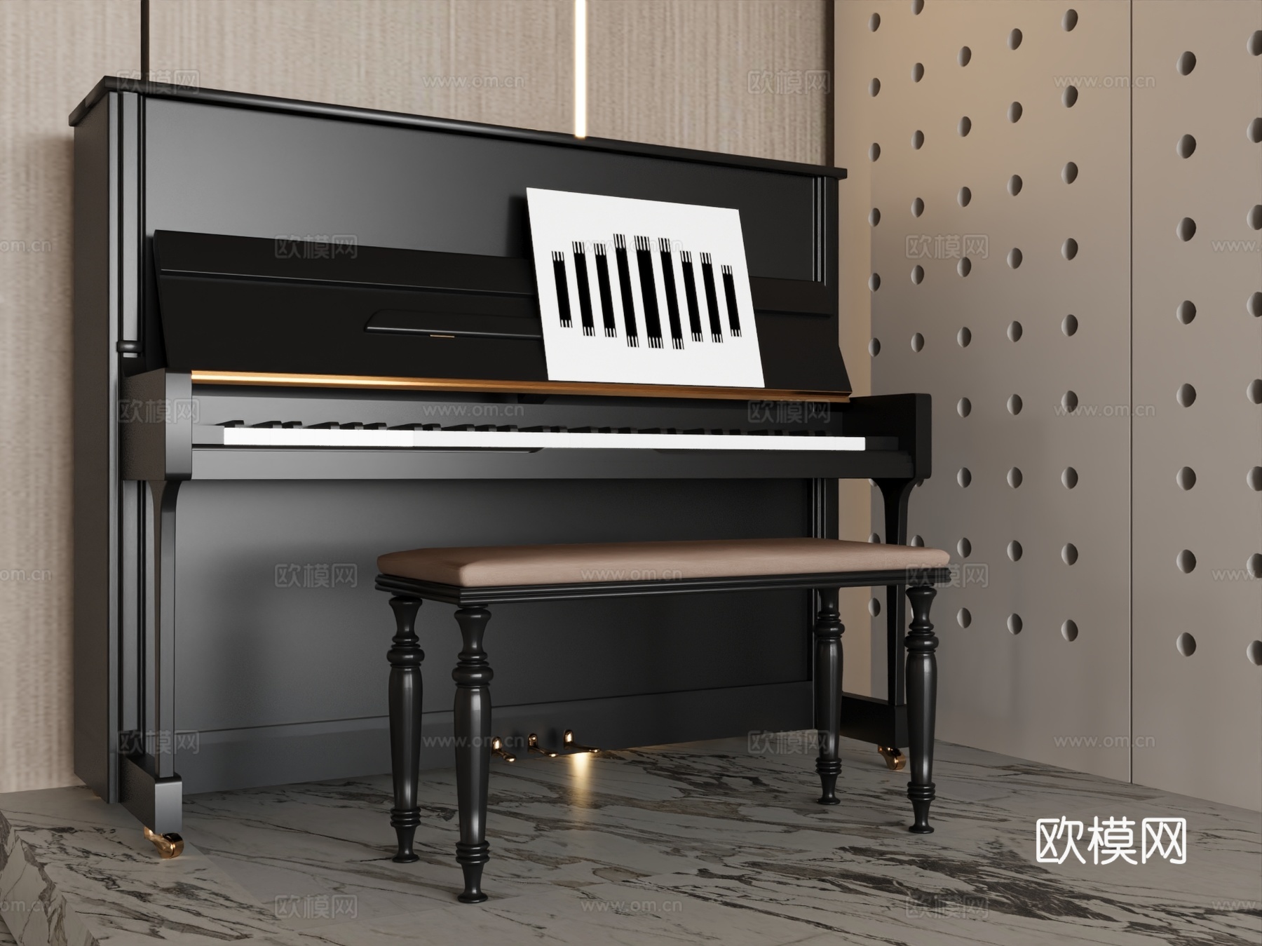 乐器 现代立式钢琴3d模型