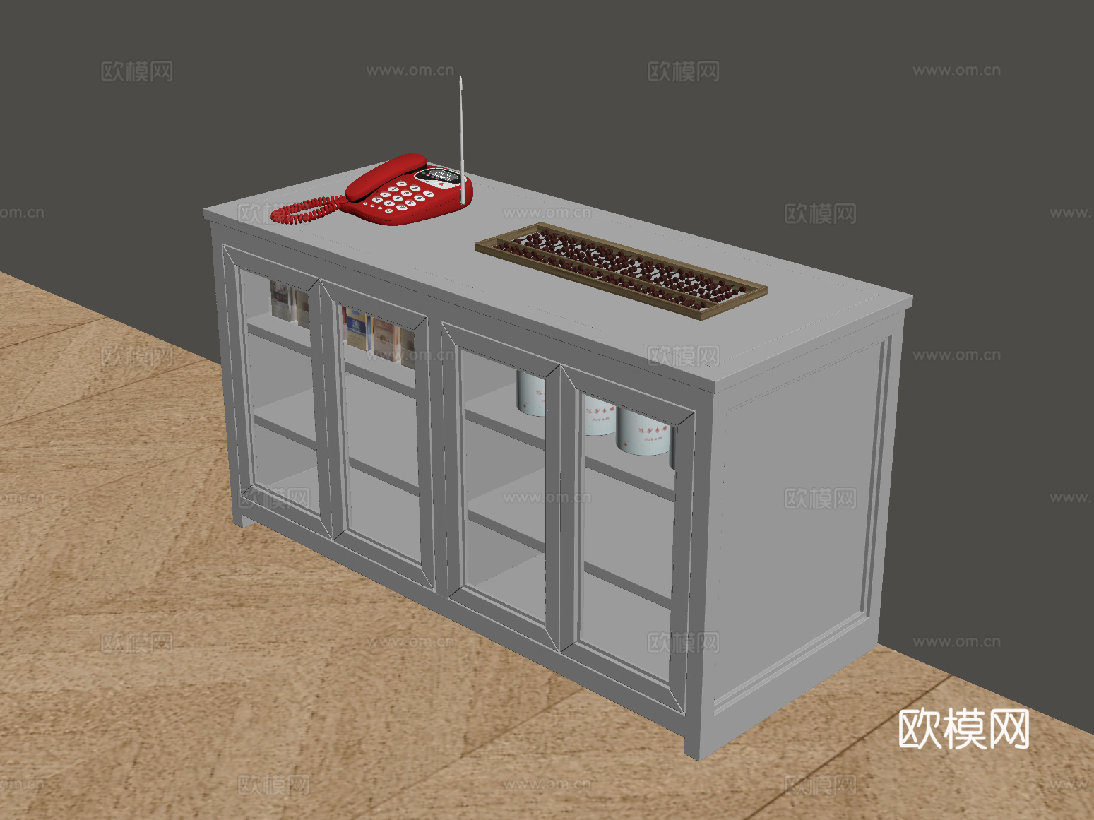 复古收银台 烟 电话机su模型