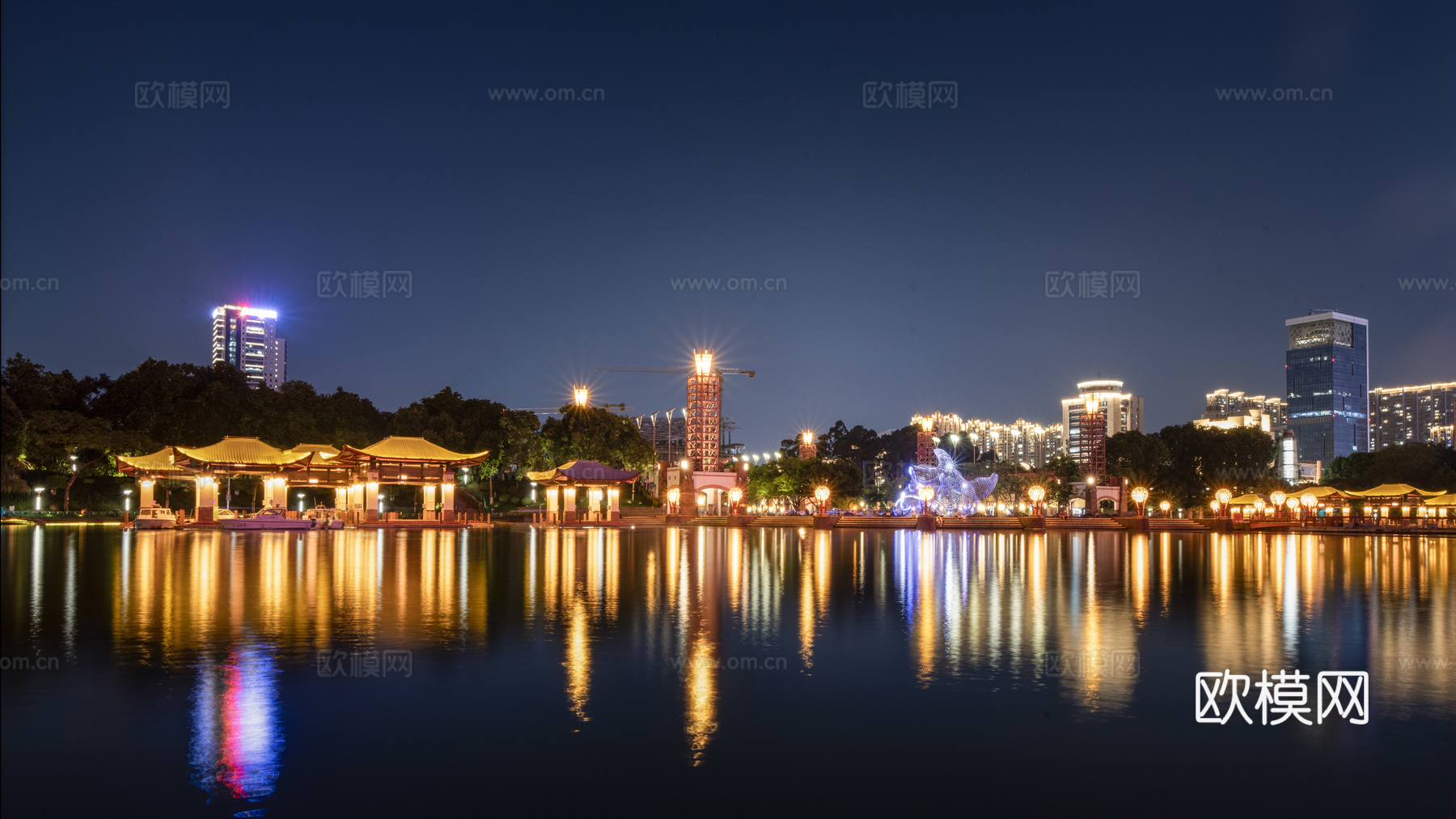现代黑夜城市外景