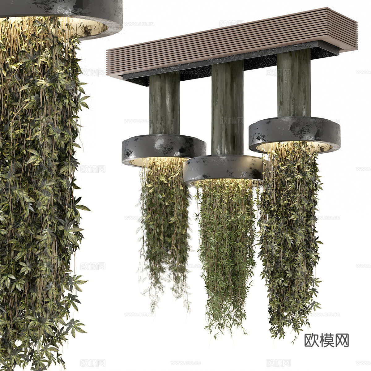 新中式绿植装饰灯3d模型